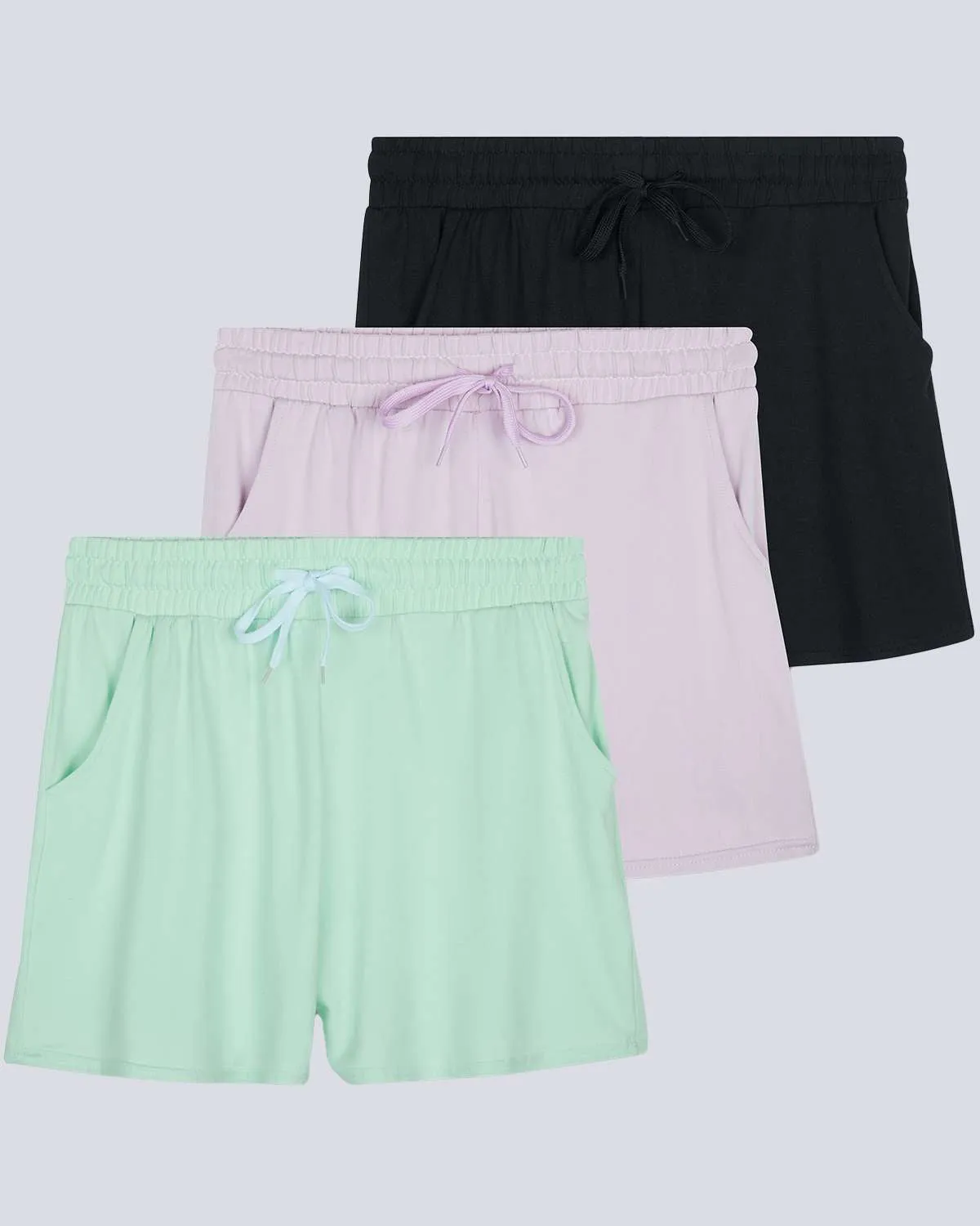 3 Pack: Girls' Lounge Comfy Shorts with Drawstring