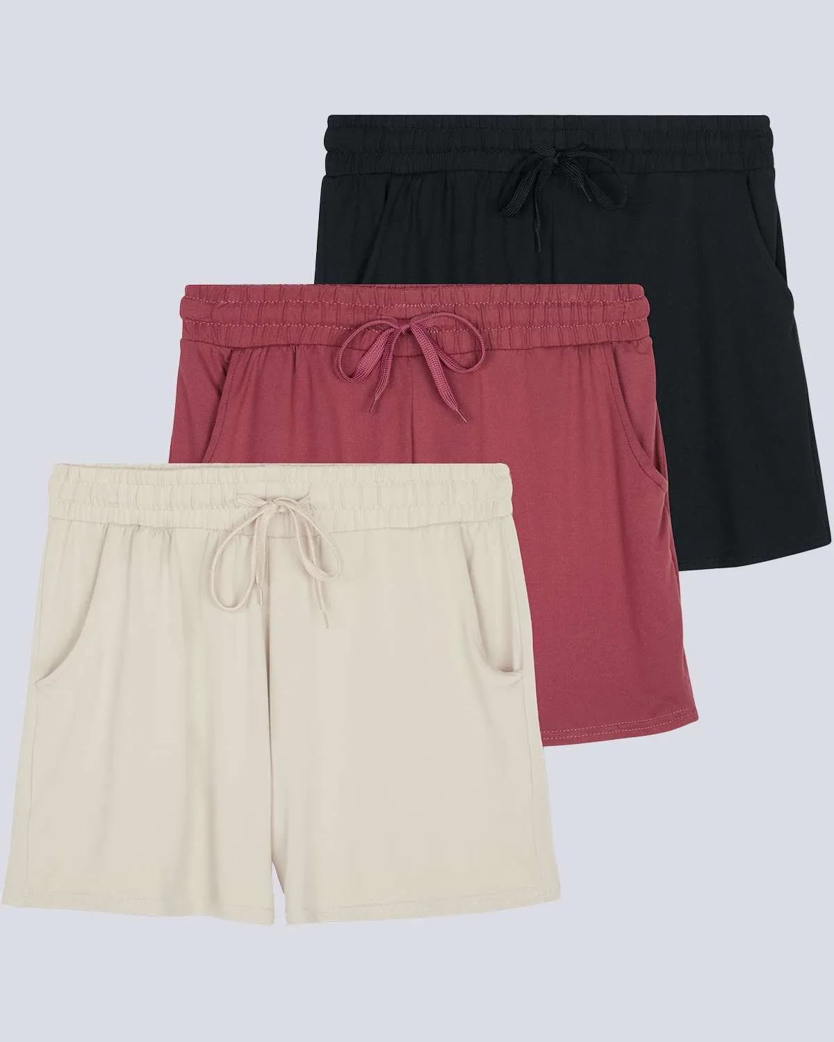 3 Pack: Girls' Lounge Comfy Shorts with Drawstring