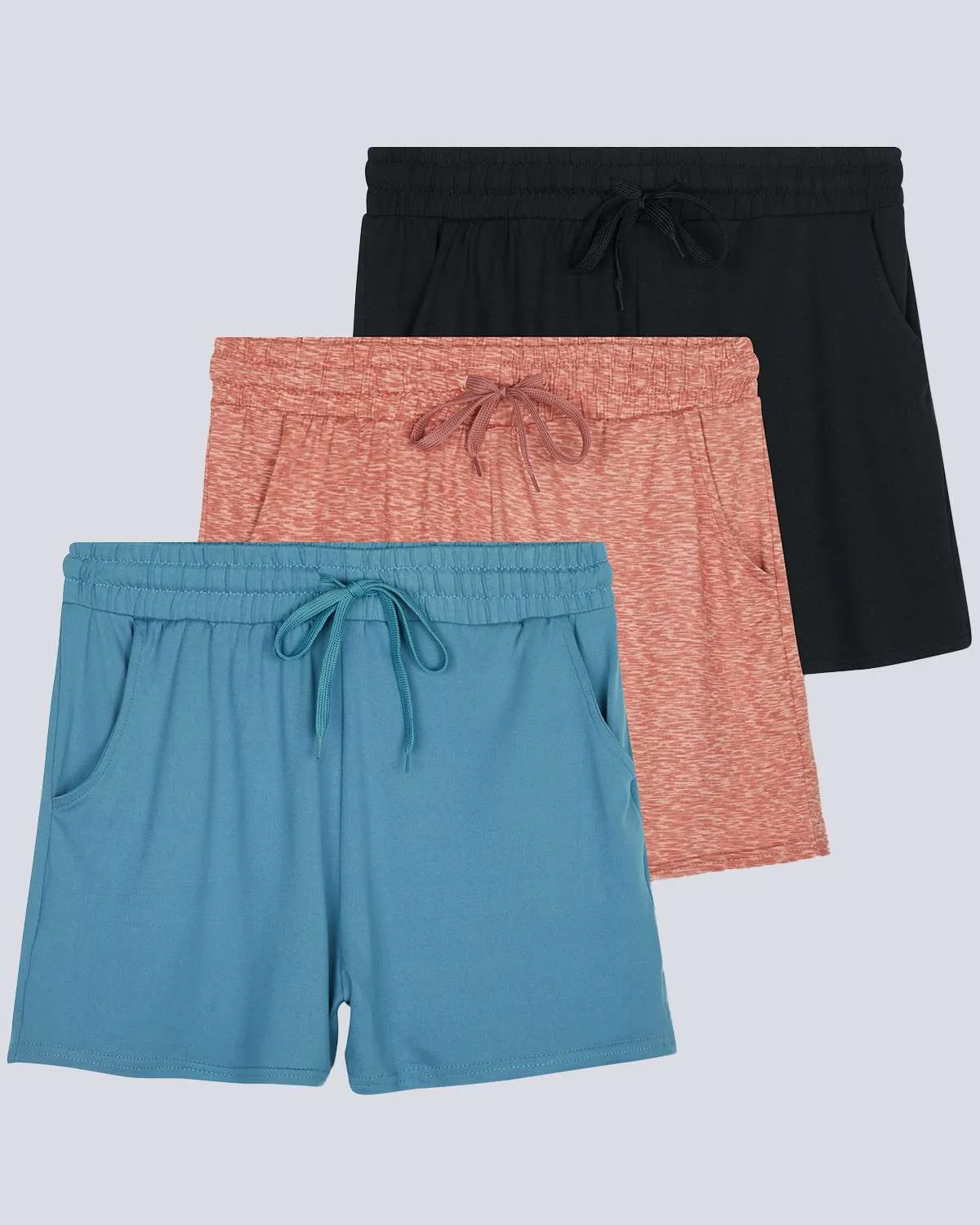 3 Pack: Girls' Lounge Comfy Shorts with Drawstring