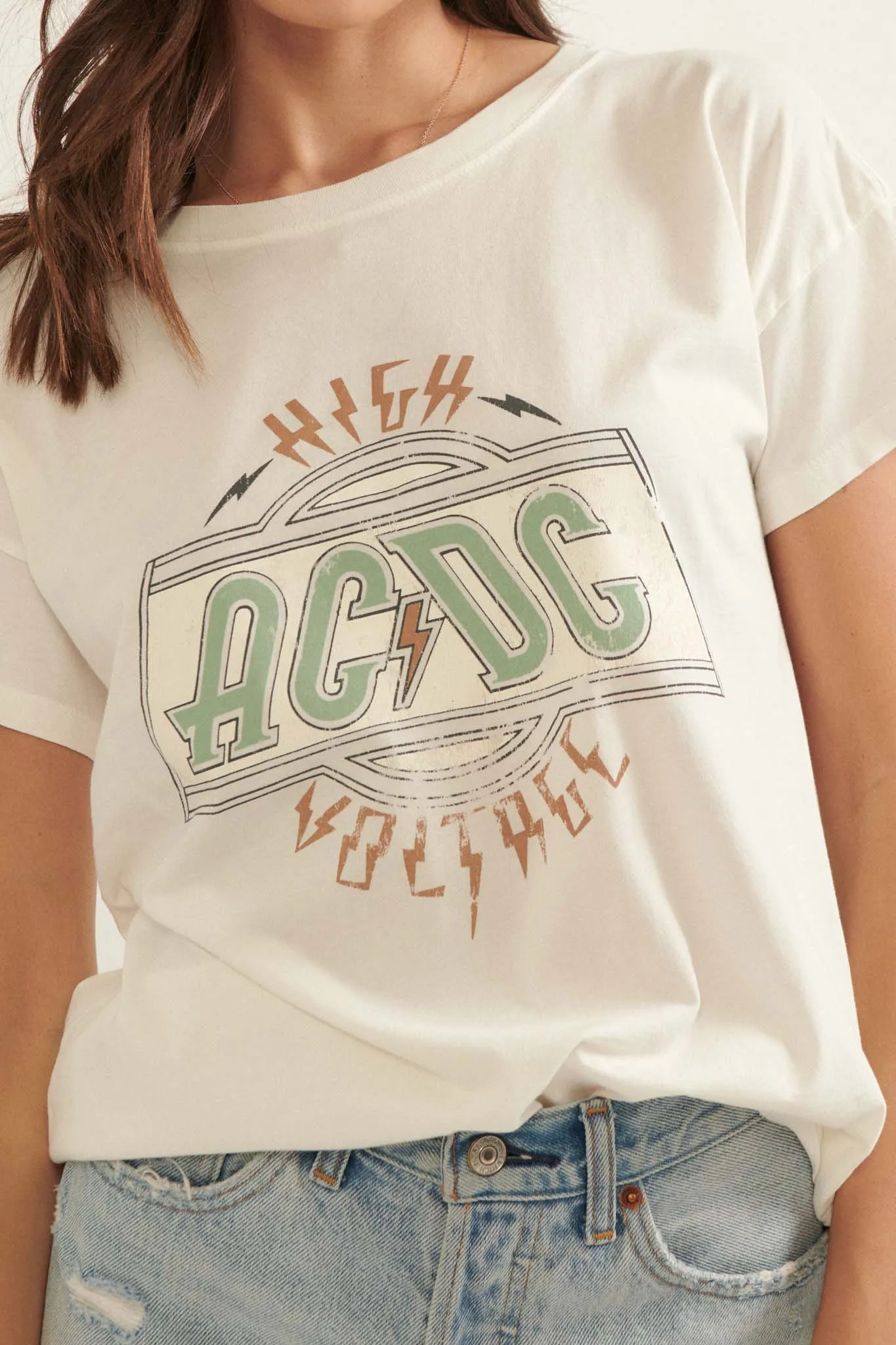 AC/DC High Voltage Vintage-Print Graphic Tee