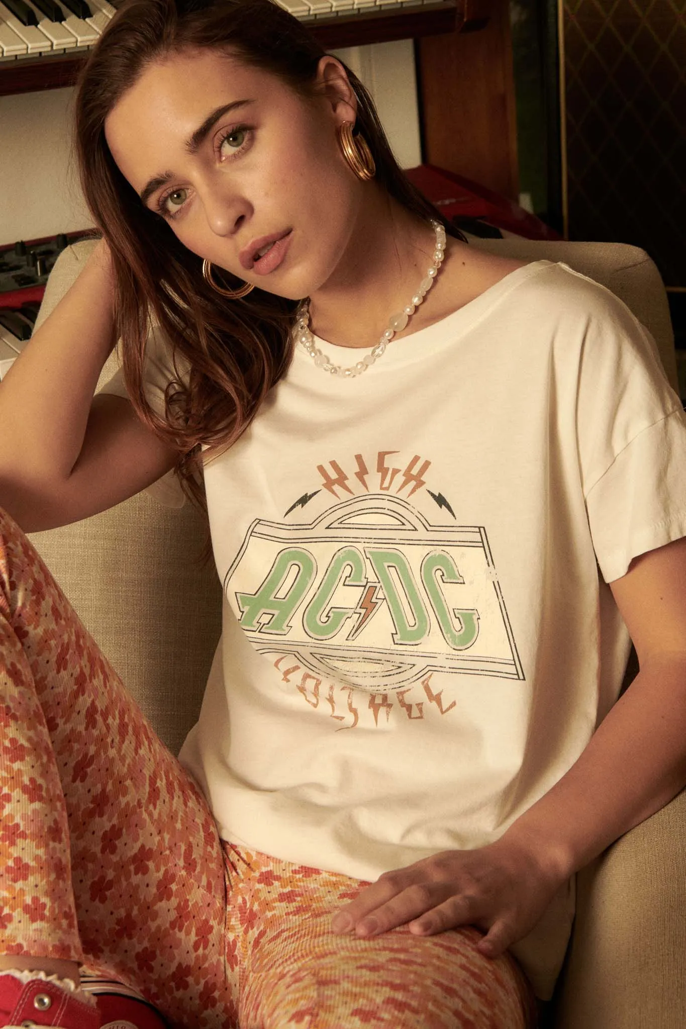 AC/DC High Voltage Vintage-Print Graphic Tee