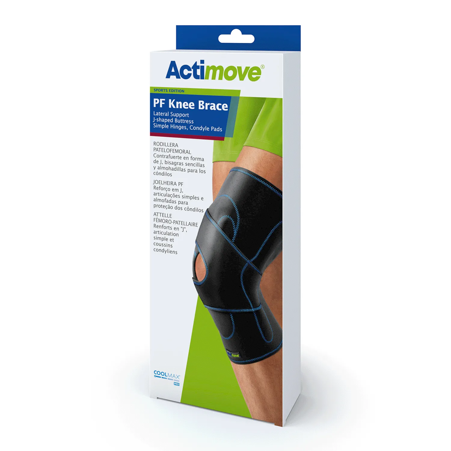 Actimove Sport Right PF Knee Brace Lateral Support Simple Hinges, Condyle Pads, J-shaped Buttress