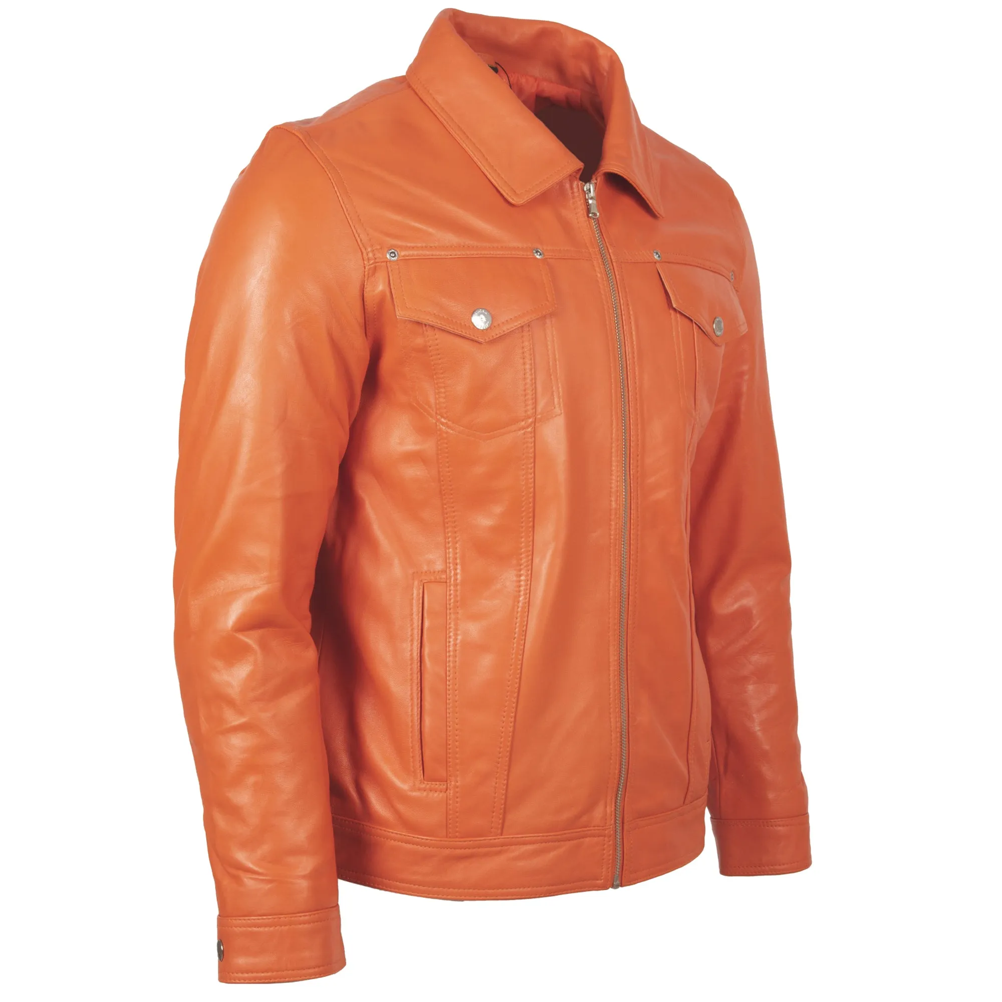 AGQ5 Men's Trucker Harrington Jacket - Light Orange