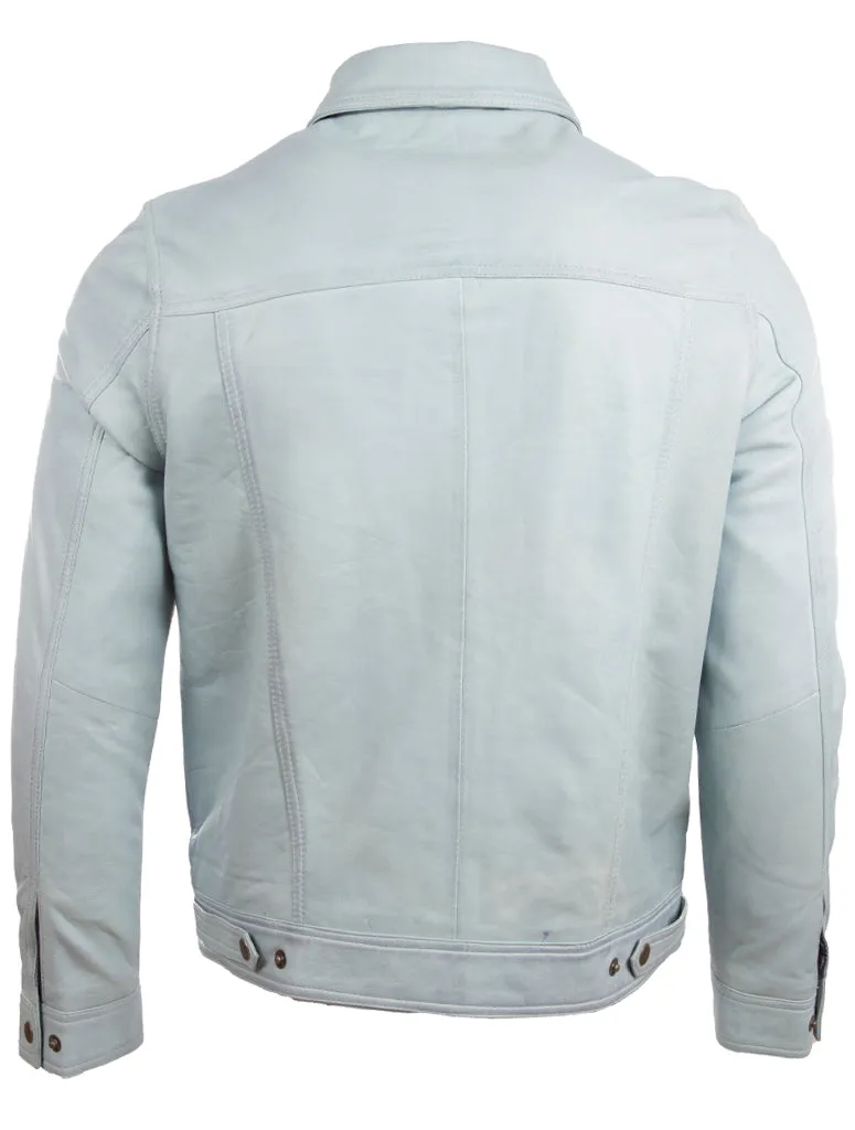 AGQ5 Men's Trucker Harrington Jacket - Sky Blue