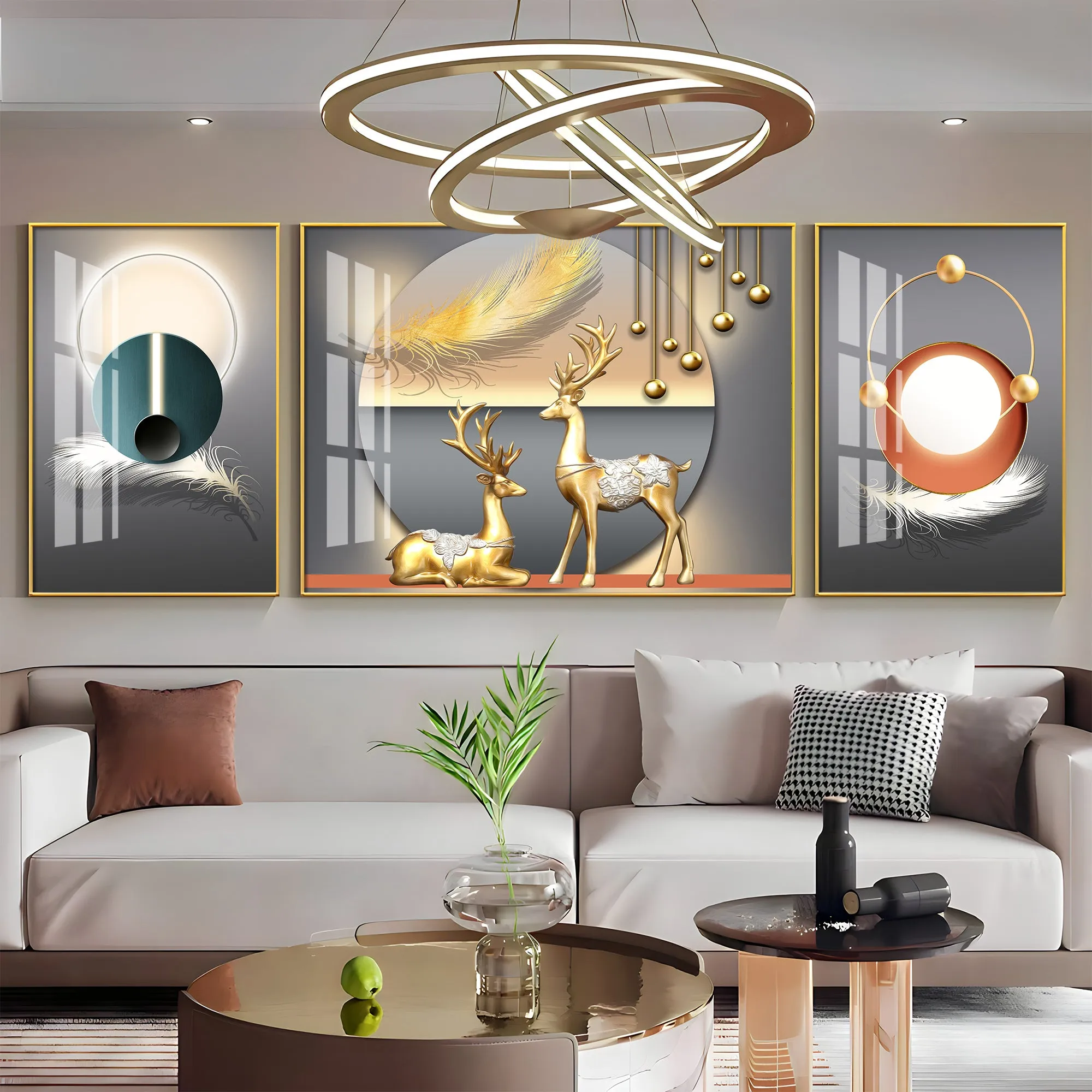 Altruistic Deer Premium Acrylic Wall Art (Set of 3)