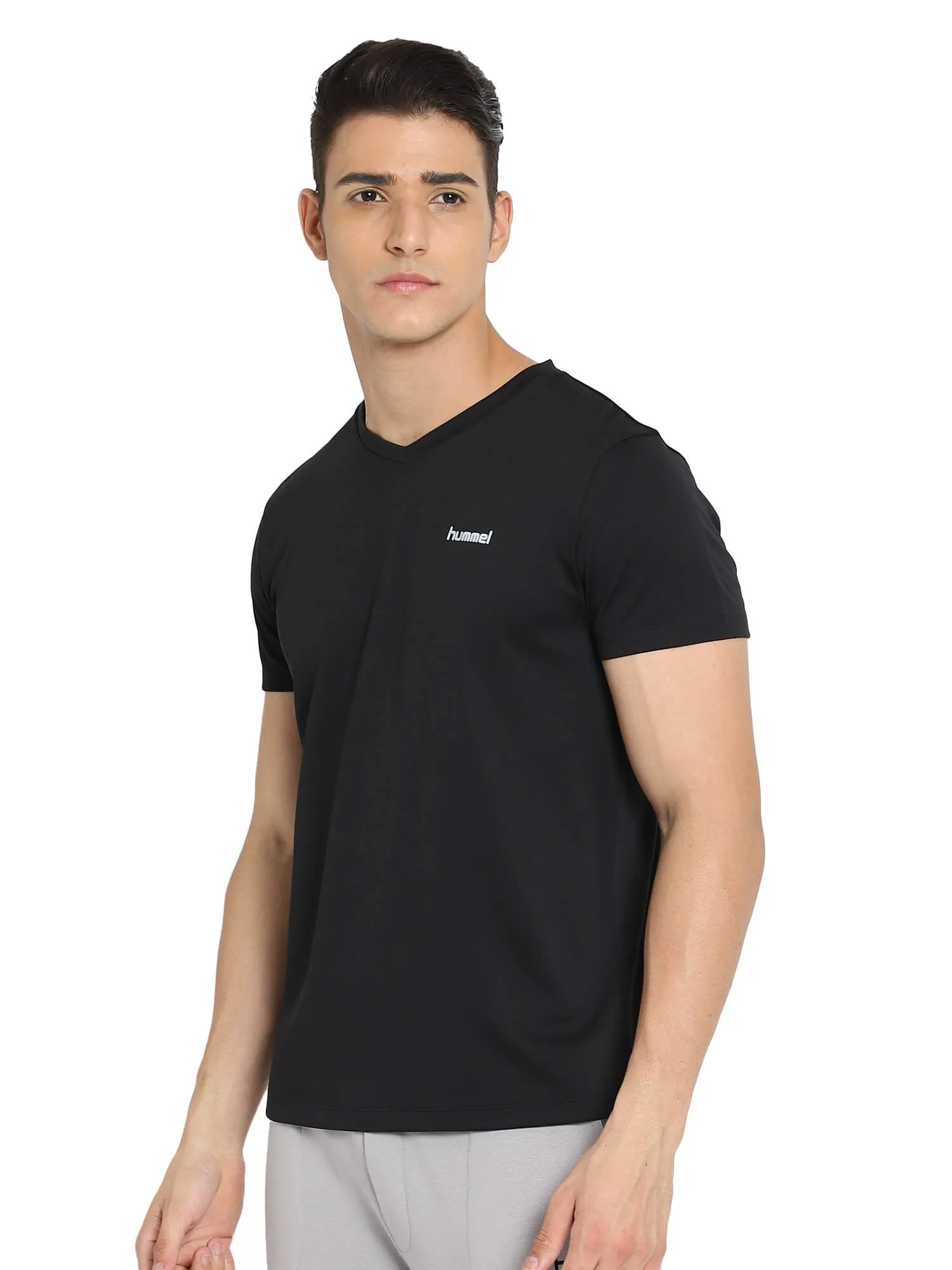 Amero V Neck Half Sleeve Solid Regular fit Polyester T-shirt for Men Comfortable Breathable Fabric Stretchable for Everyday Use Ideal for Yoga Training Gym Running or Performance