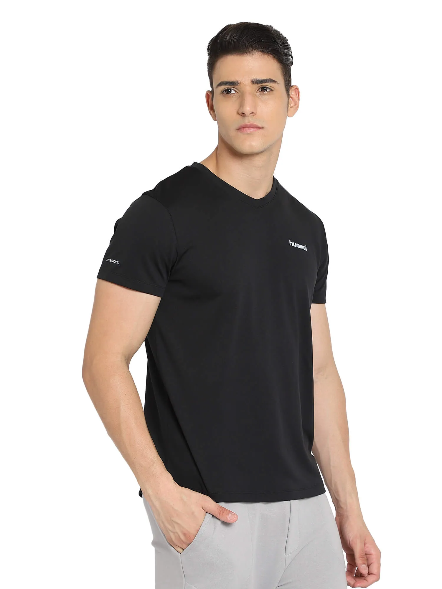 Amero V Neck Half Sleeve Solid Regular fit Polyester T-shirt for Men Comfortable Breathable Fabric Stretchable for Everyday Use Ideal for Yoga Training Gym Running or Performance