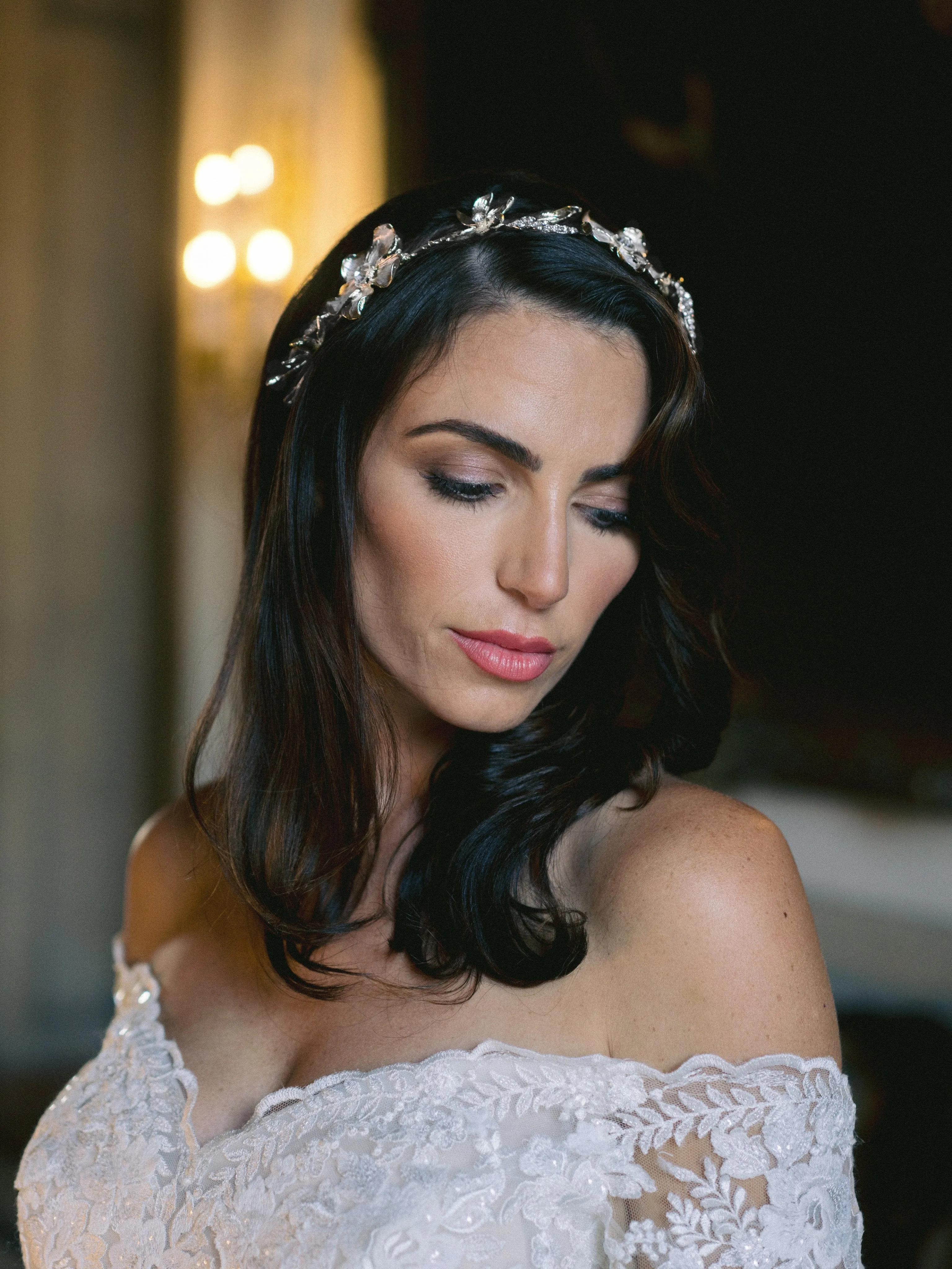 ANNETTE Silver and Gold Floral Bridal Hair Vine Headpiece