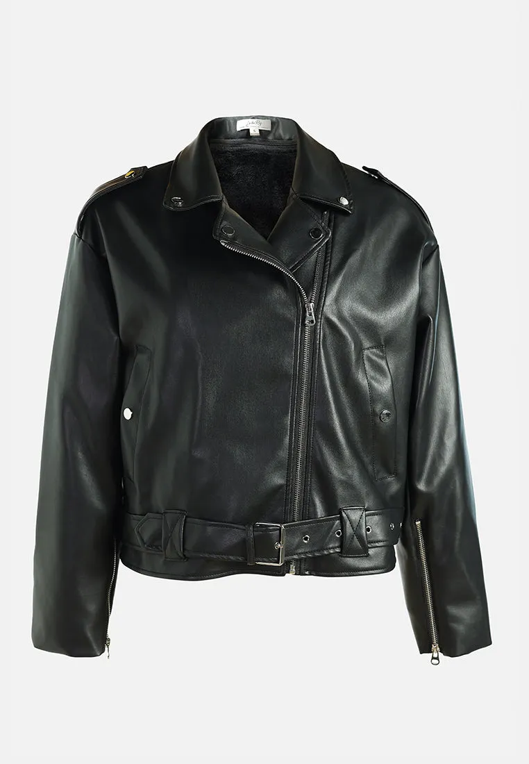 Belted Biker Jacket by RUW