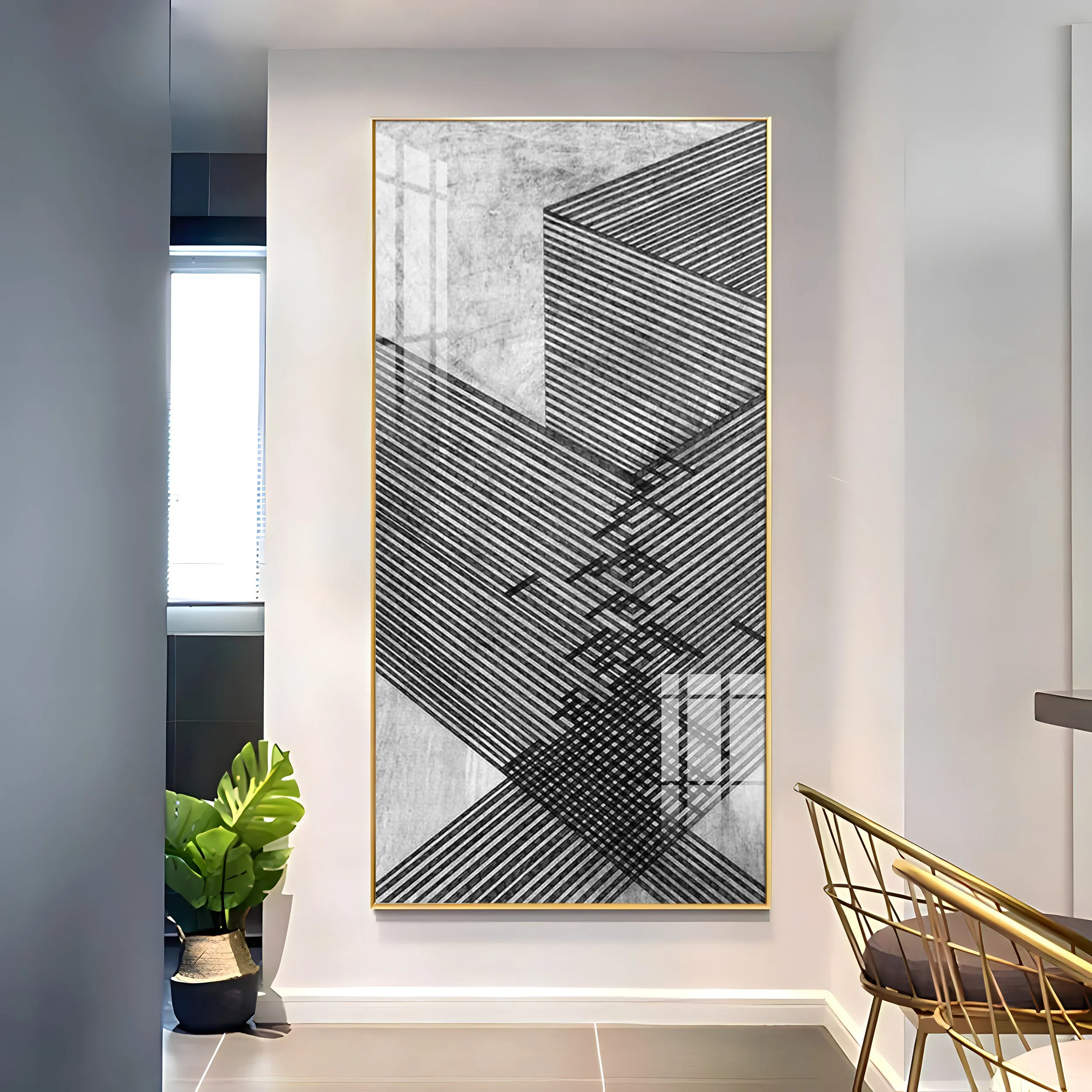 Black Stripes Abstract Premium Acrylic Vertical Wall Art