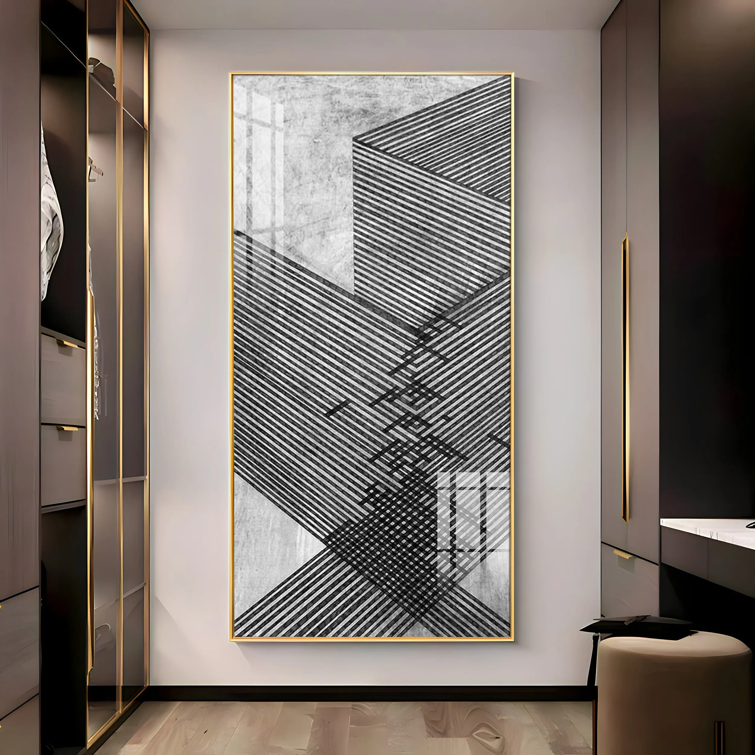 Black Stripes Abstract Premium Acrylic Vertical Wall Art