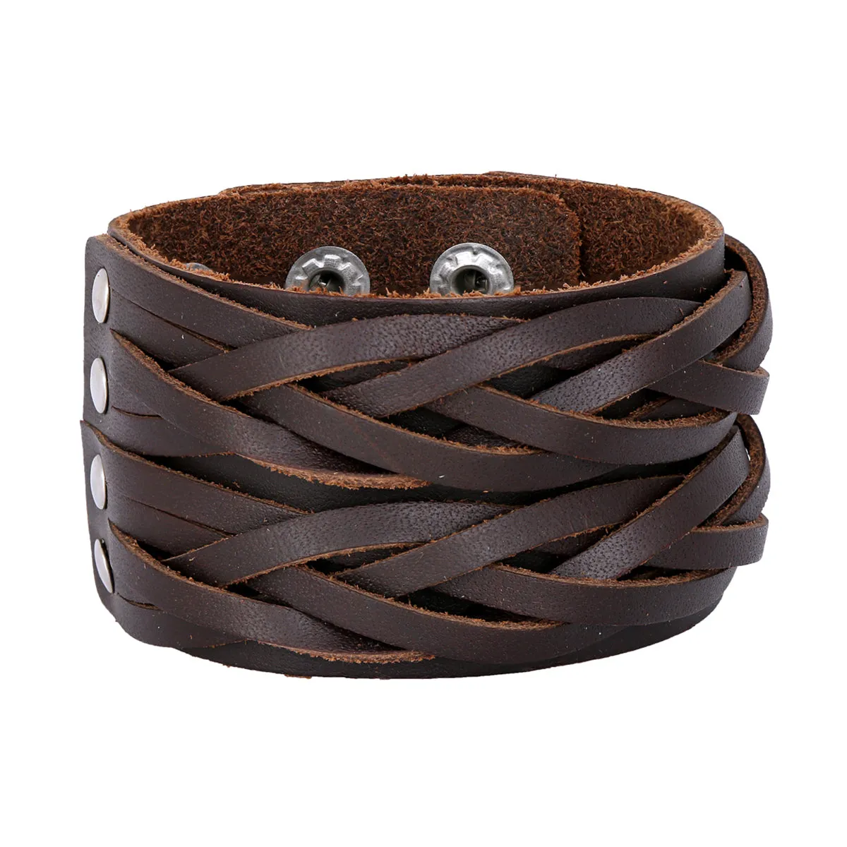 Braided Brown Handcrafted Leather Wrist Band Strap Biker Bracelet Men