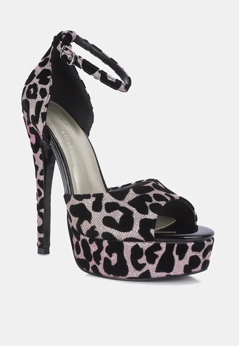 Brigitte Leopard Print Peep Toe Stiletto Sandal By Ruw