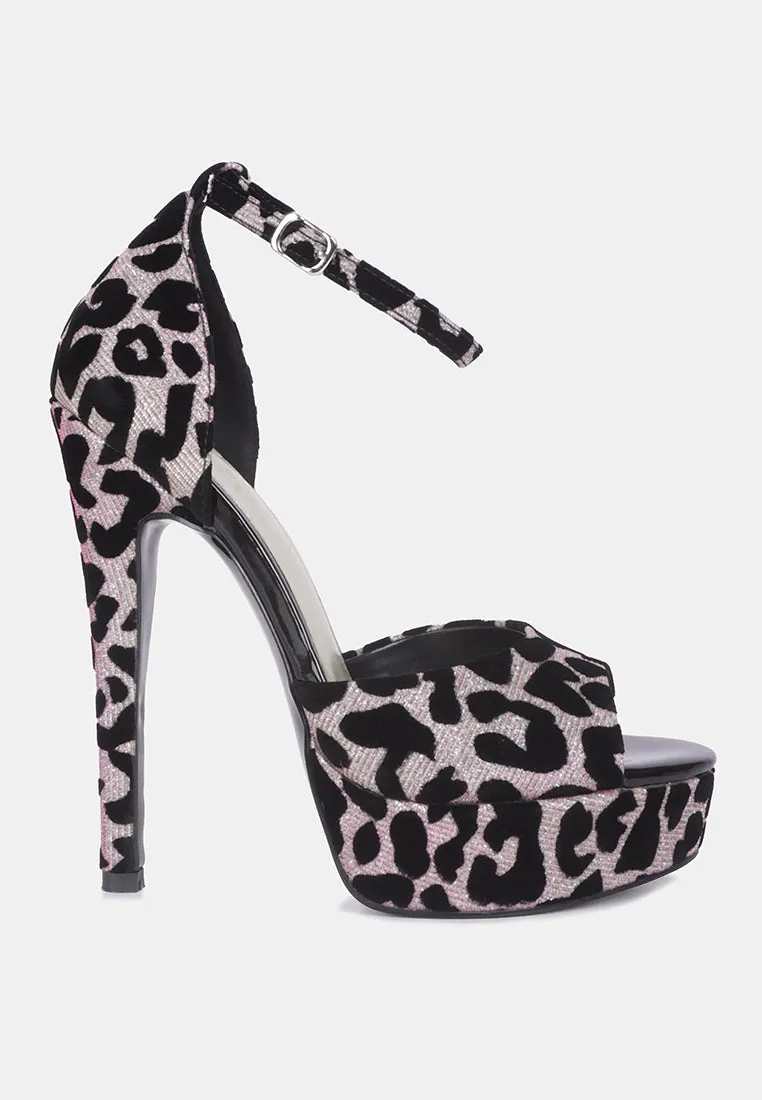 Brigitte Leopard Print Peep Toe Stiletto Sandal By Ruw