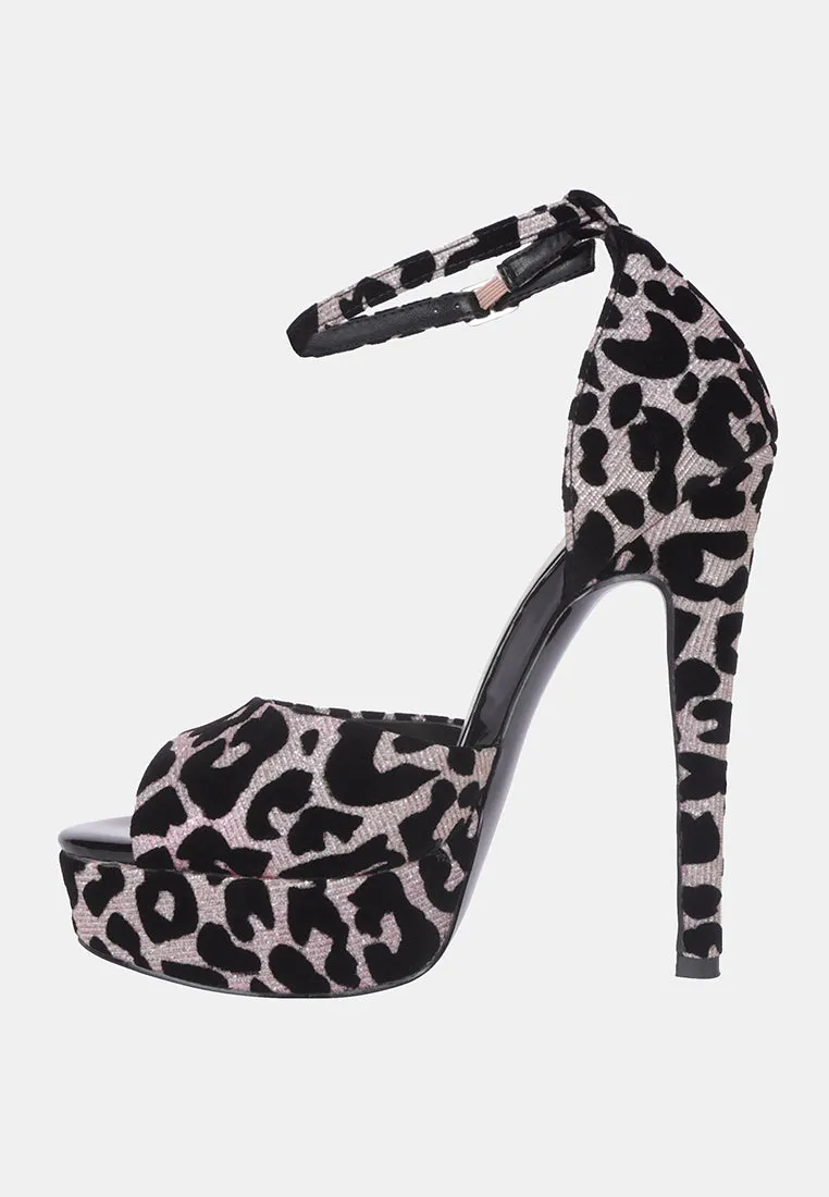 Brigitte Leopard Print Peep Toe Stiletto Sandal By Ruw