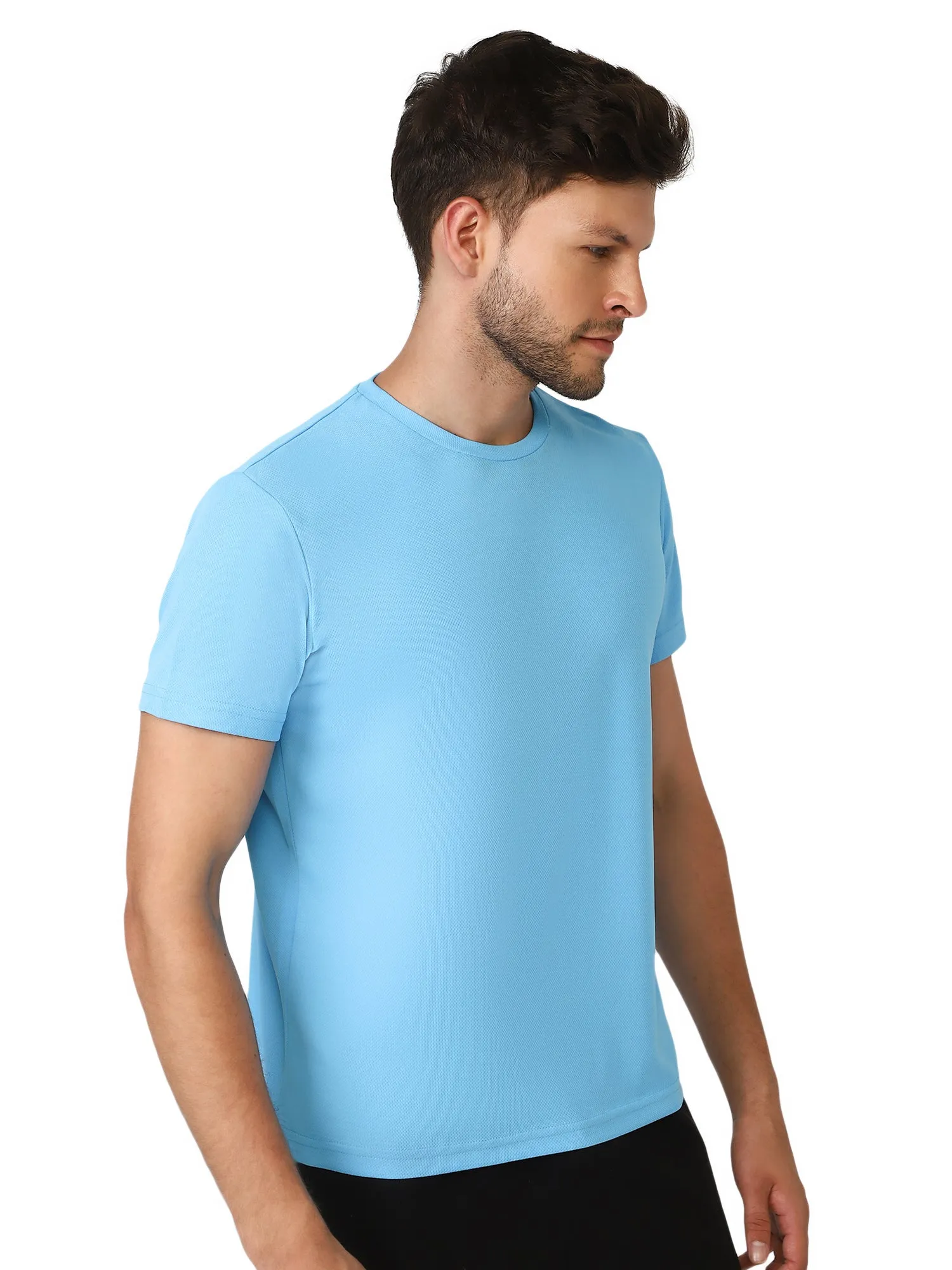 Budoc Round Neck Half Sleeve Solid Regular fit Polyester T-shirt for Men Comfortable Breathable Fabric Stretchable for Everyday Use Ideal for Yoga Training Gym Running or Performance