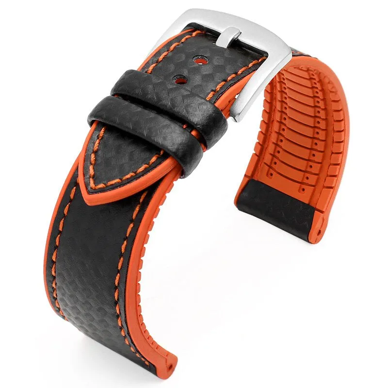 Carbon Fiber Pattern Rubber Watch Band