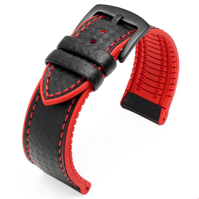 Carbon Fiber Pattern Rubber Watch Band