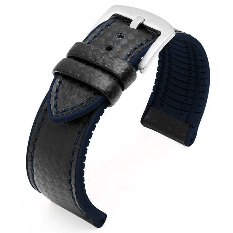 Carbon Fiber Pattern Rubber Watch Band