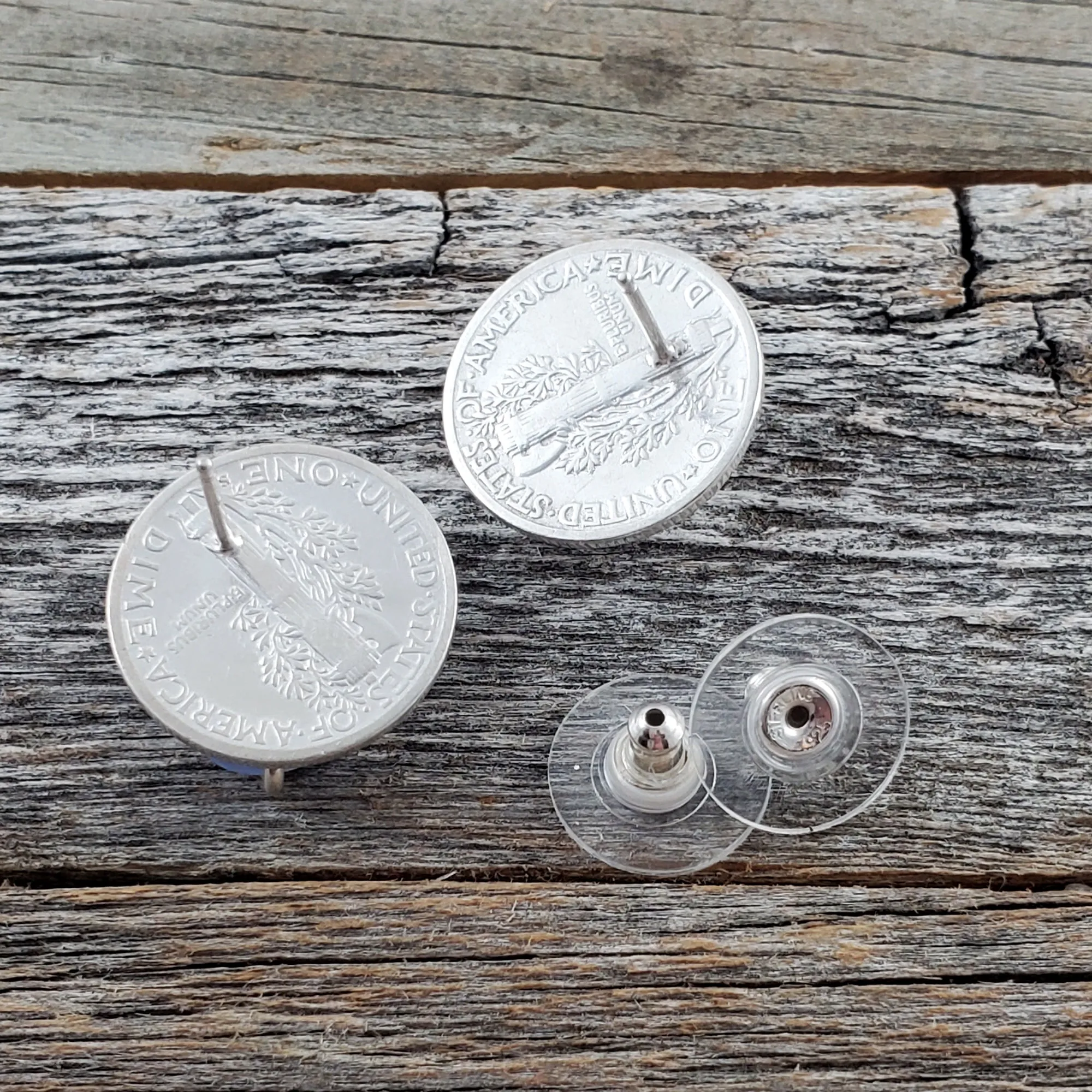 Chalcedony Mercury Dime Stud Earrings