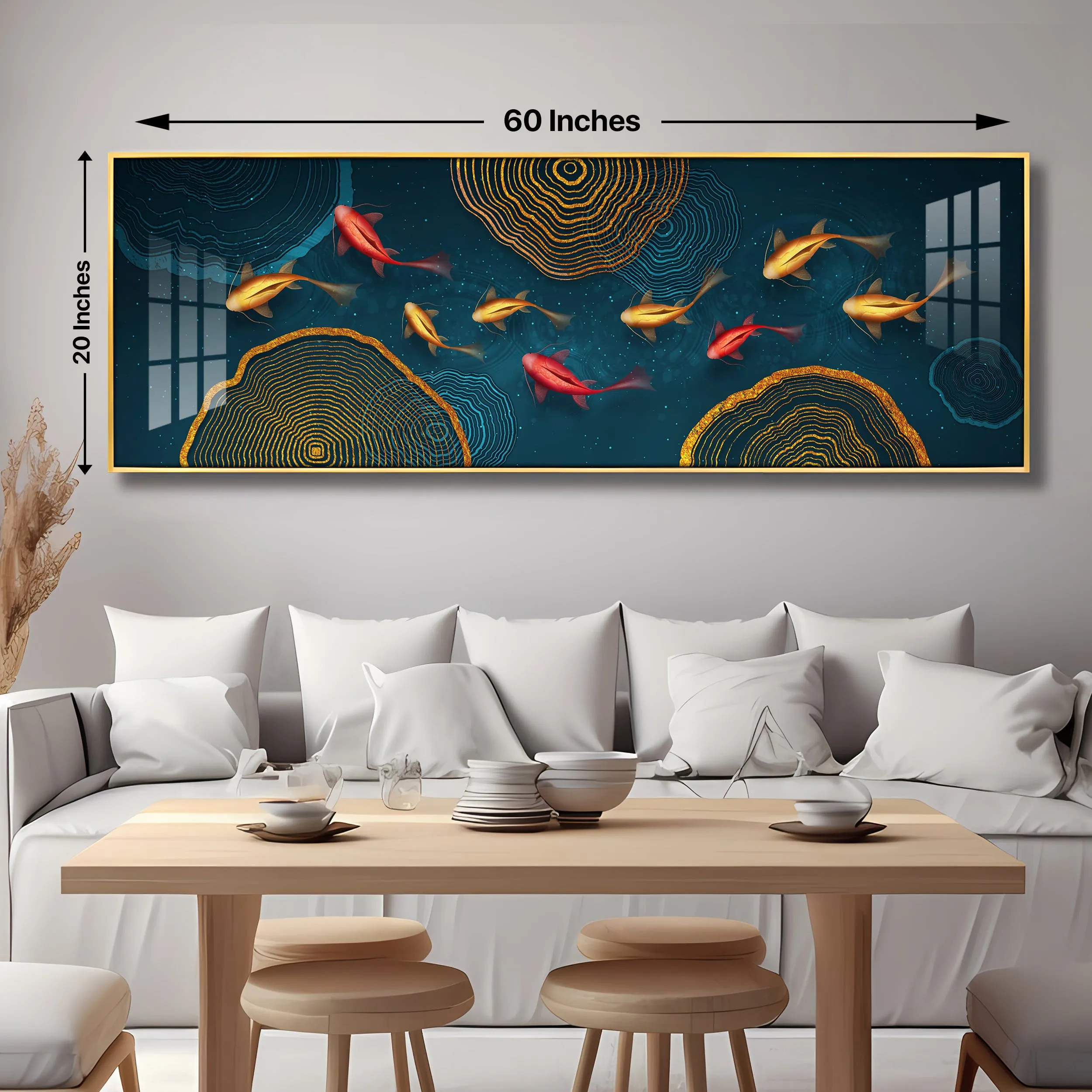 Colorful Koi Fish Premium Acrylic Horizontal Wall Art