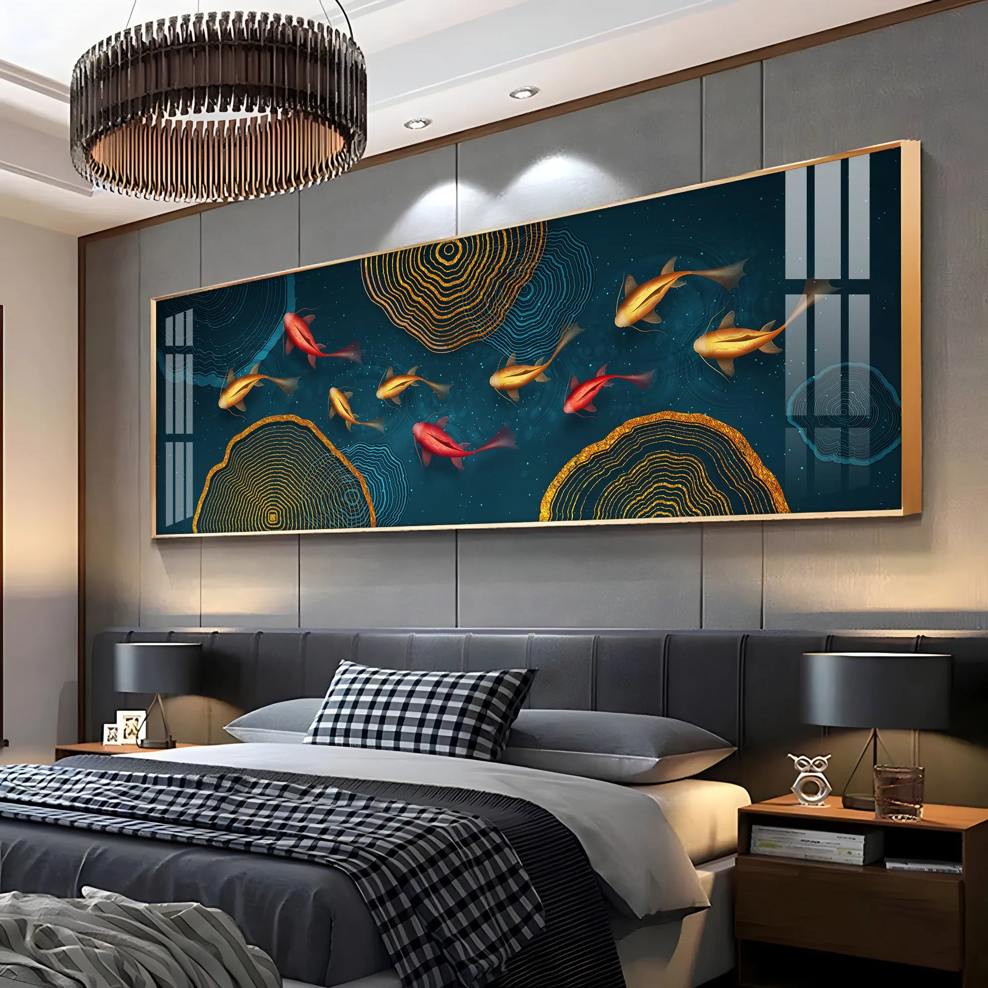 Colorful Koi Fish Premium Acrylic Horizontal Wall Art