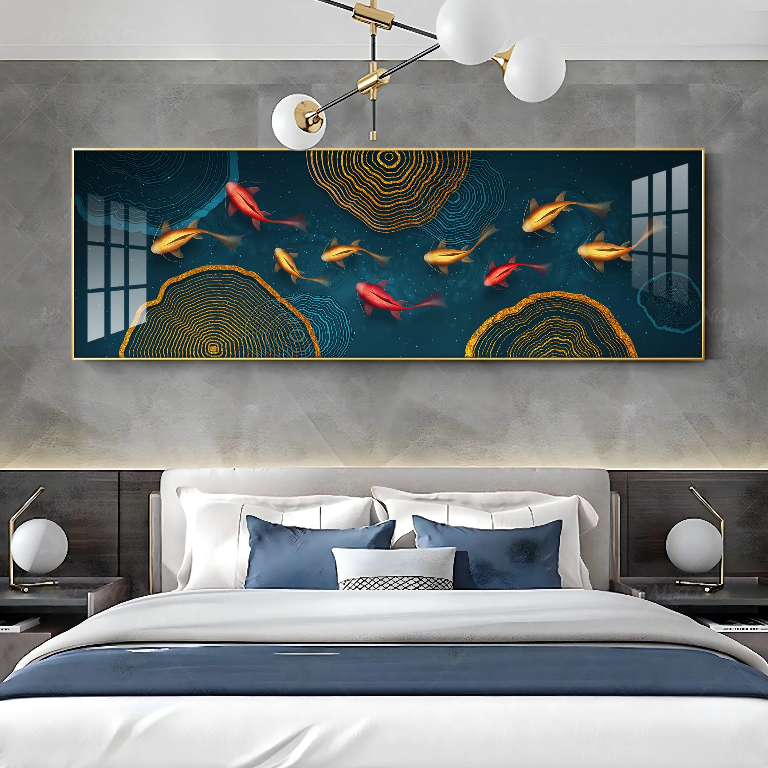 Colorful Koi Fish Premium Acrylic Horizontal Wall Art