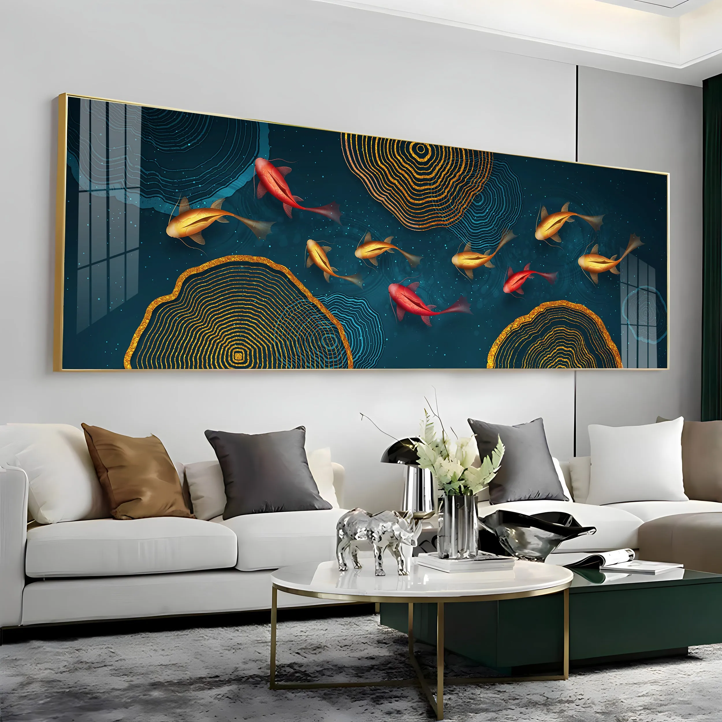 Colorful Koi Fish Premium Acrylic Horizontal Wall Art