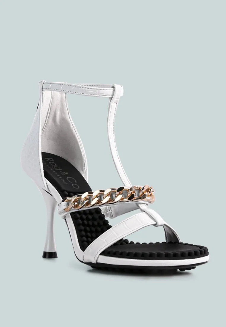 Dakota Metal Chain Mid Heel Sandals By Ruw