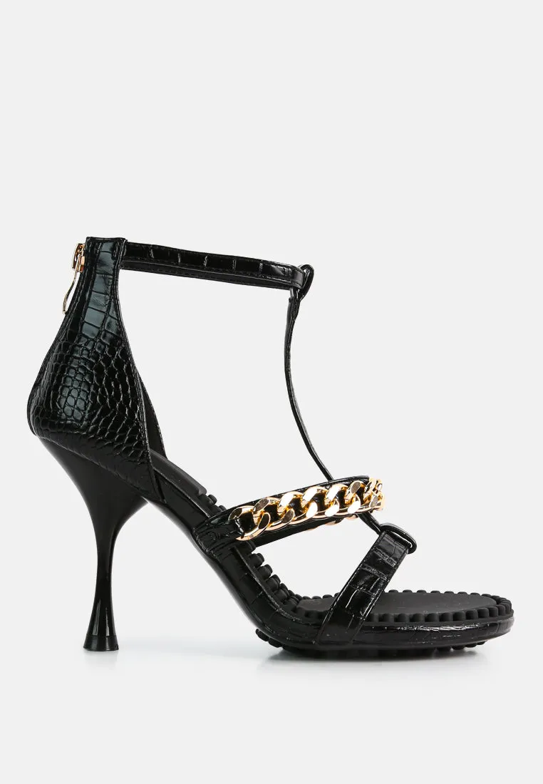 Dakota Metal Chain Mid Heel Sandals By Ruw