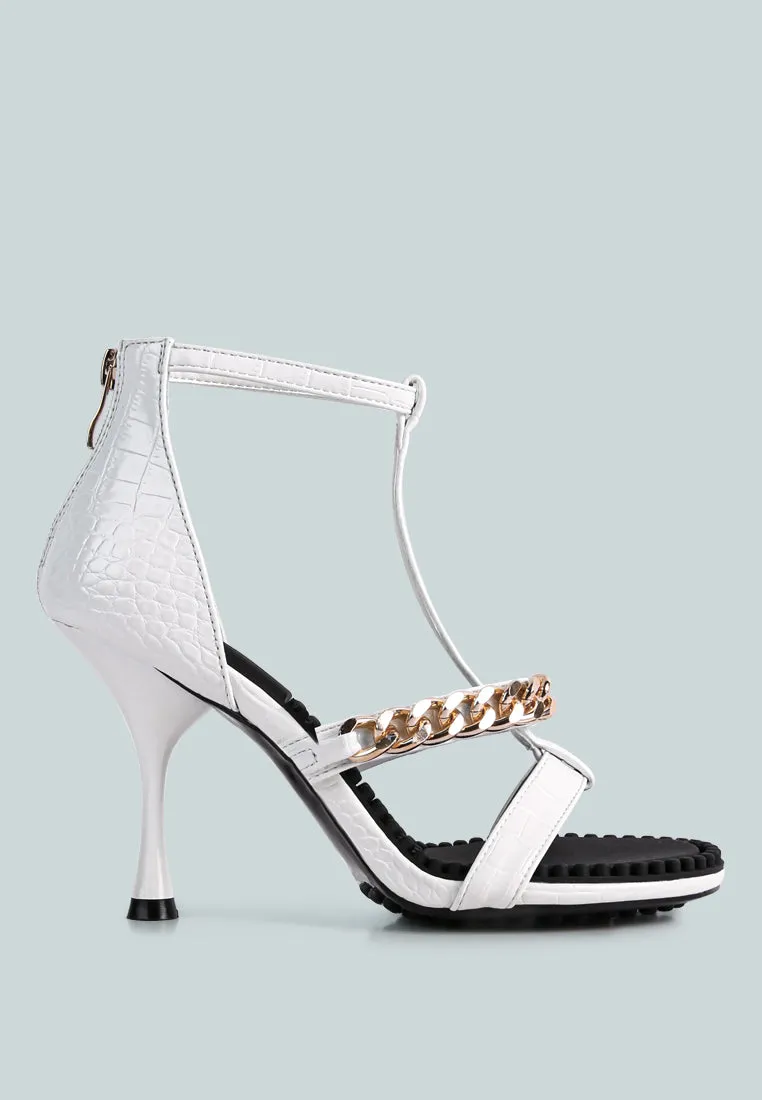 Dakota Metal Chain Mid Heel Sandals By Ruw