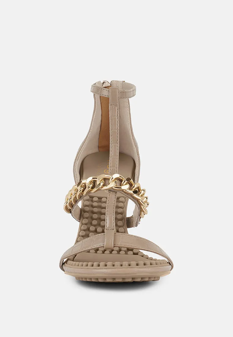 Dakota Metal Chain Mid Heel Sandals By Ruw