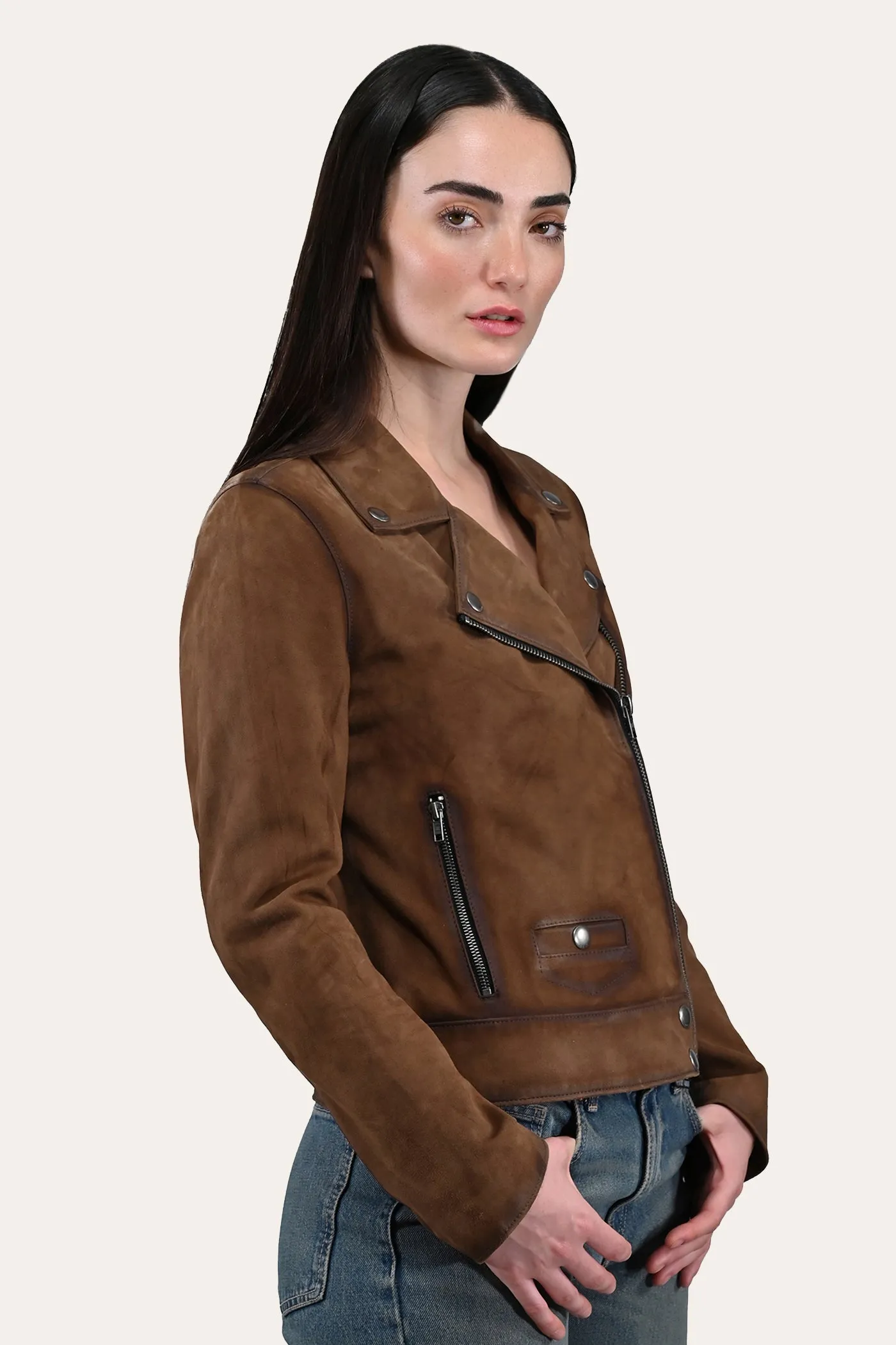 Dark Taupe Biker Jacket