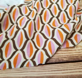 Designer Deadstock Italian Retro Orange and Pink Rayon Crepe Woven- by the yard