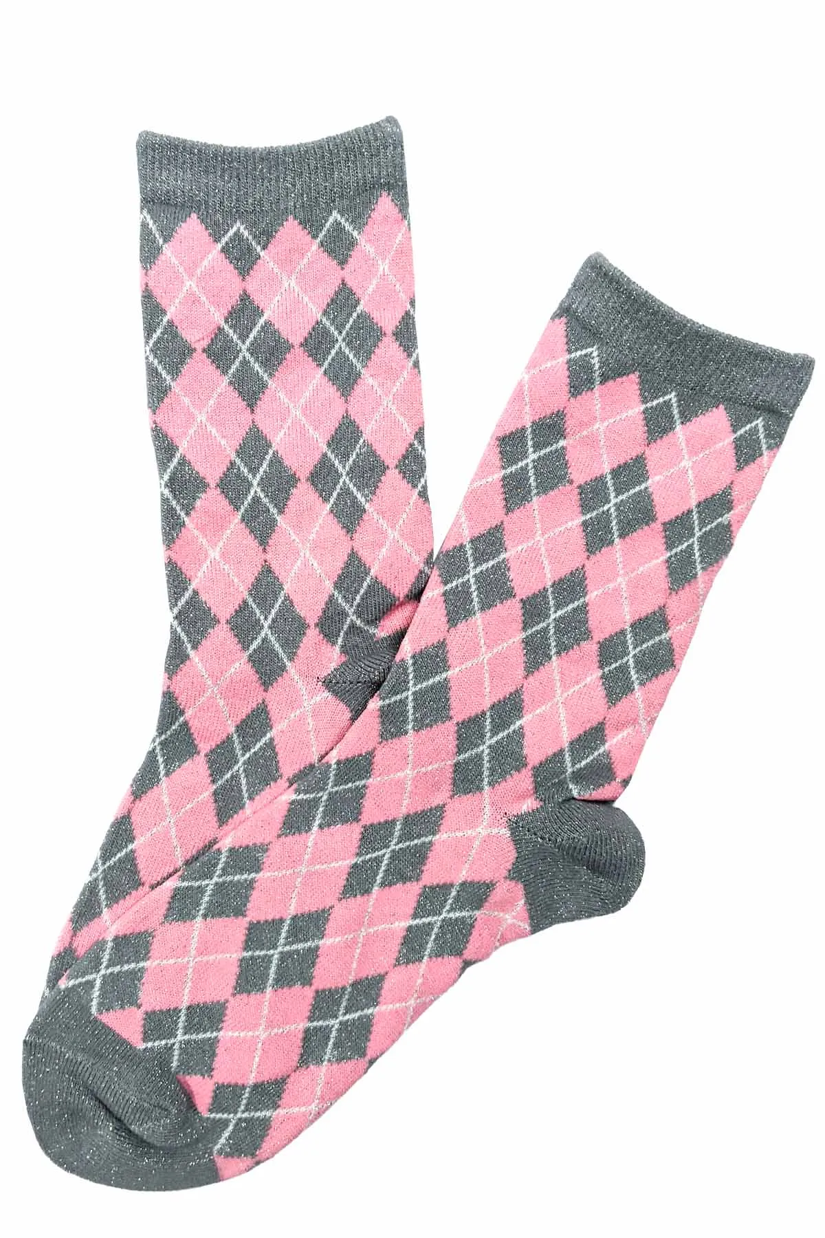 Diamond Glitter Socks Pink and Grey