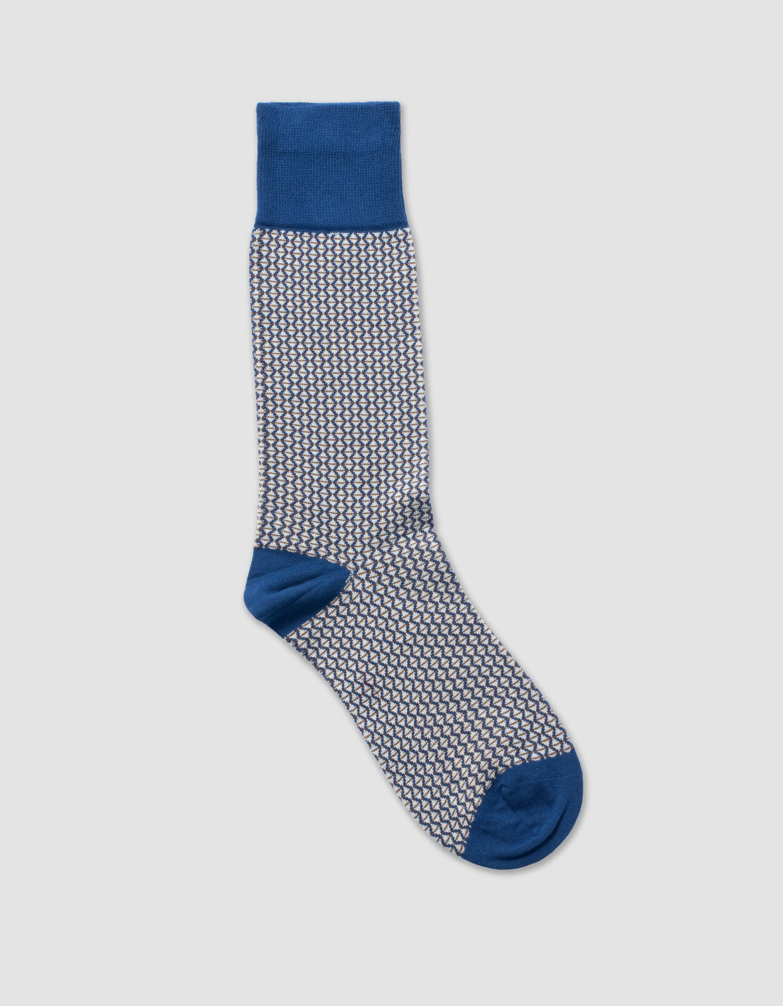 DIAMOND JACQUARD COTTON MID CALF SOCKS- BLUE