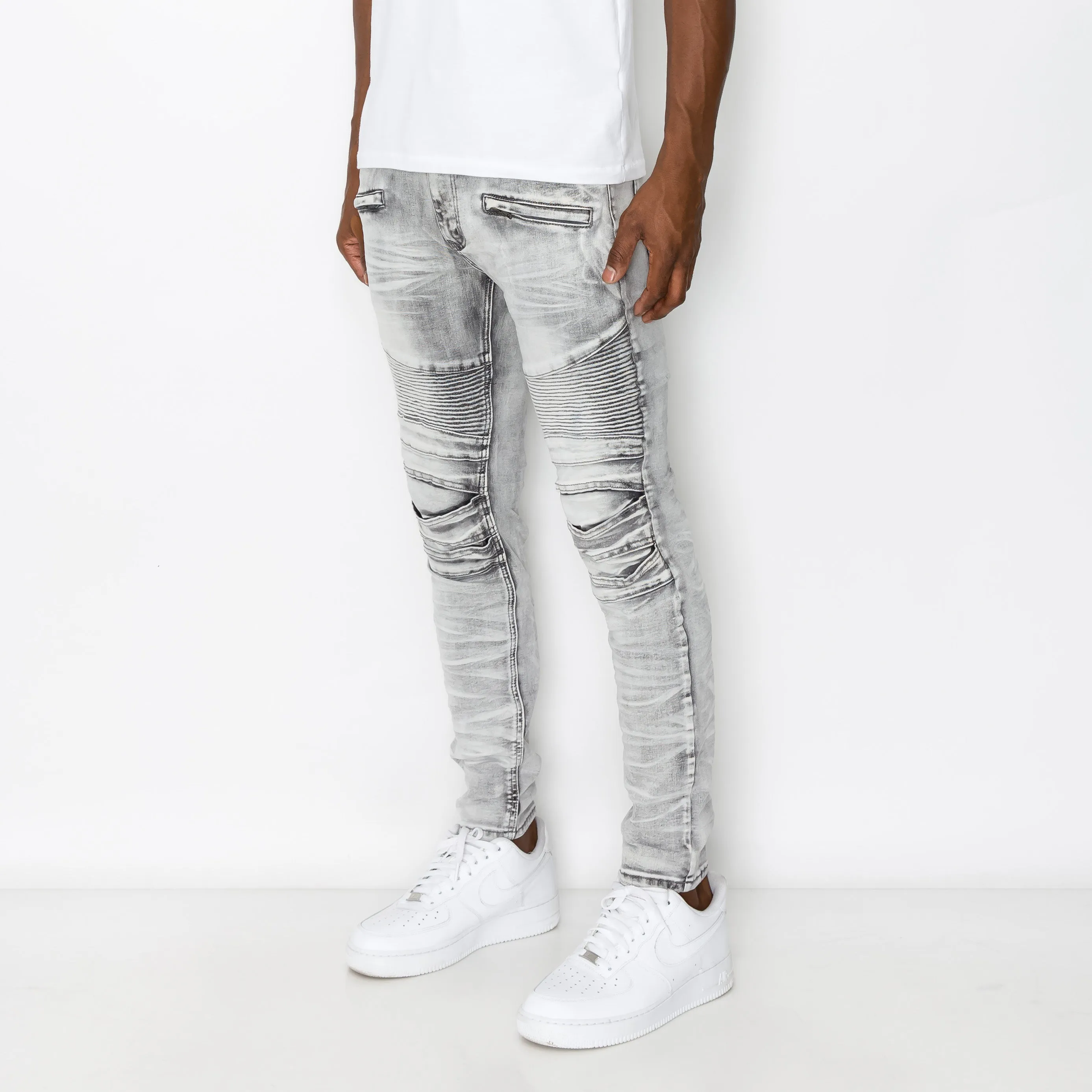 DL1083 Creased Biker Denim Jeans