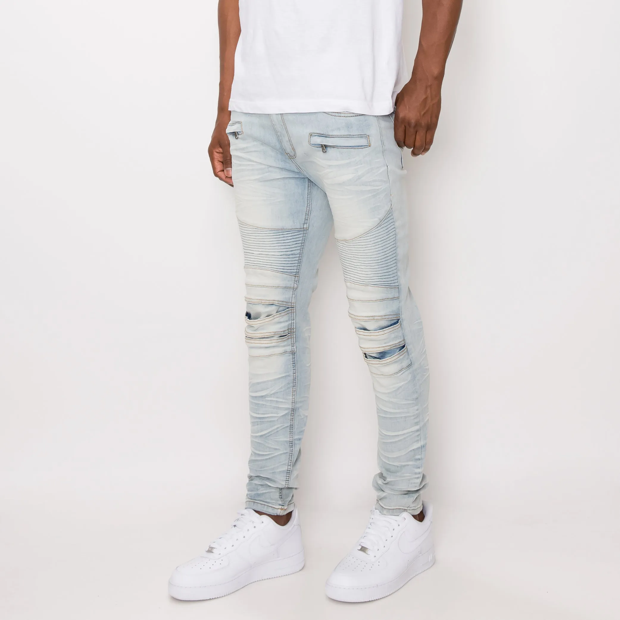 DL1083 Creased Biker Denim Jeans