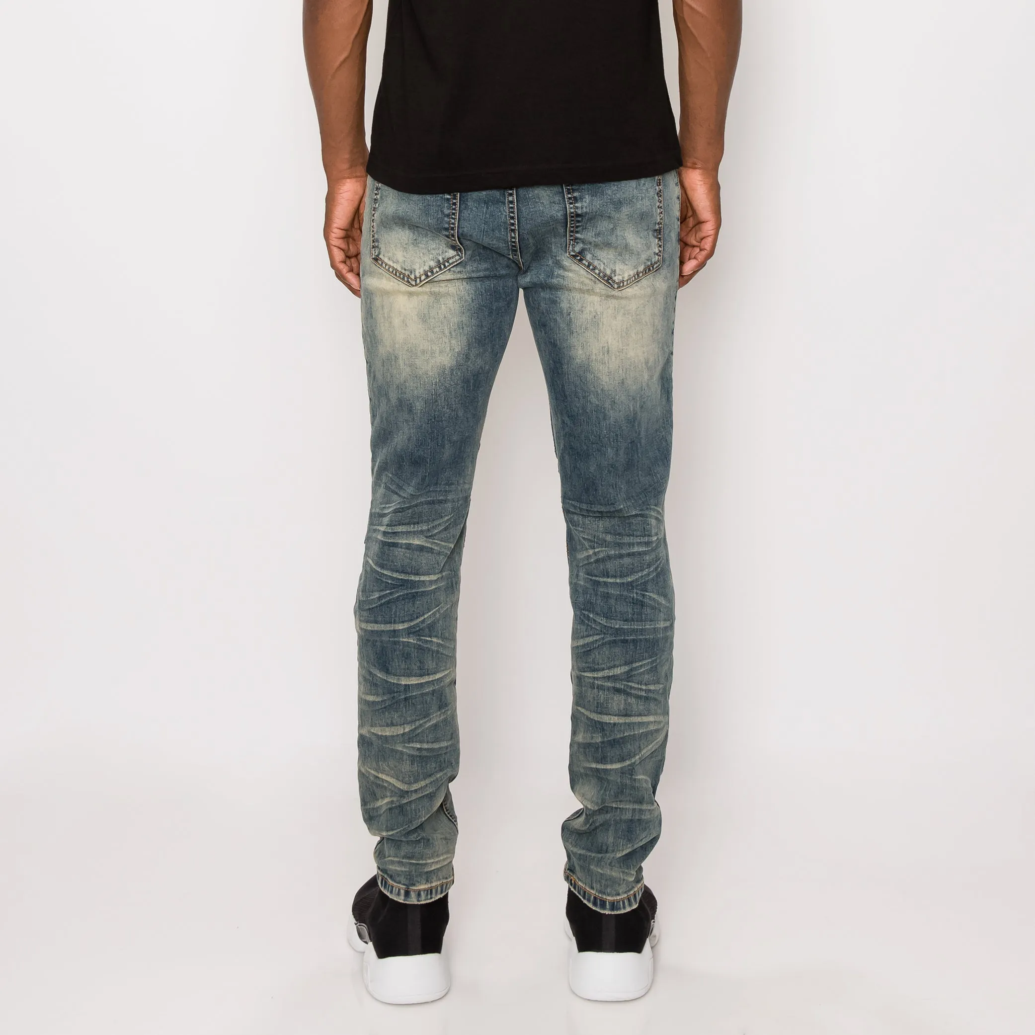 DL1083 Creased Biker Denim Jeans