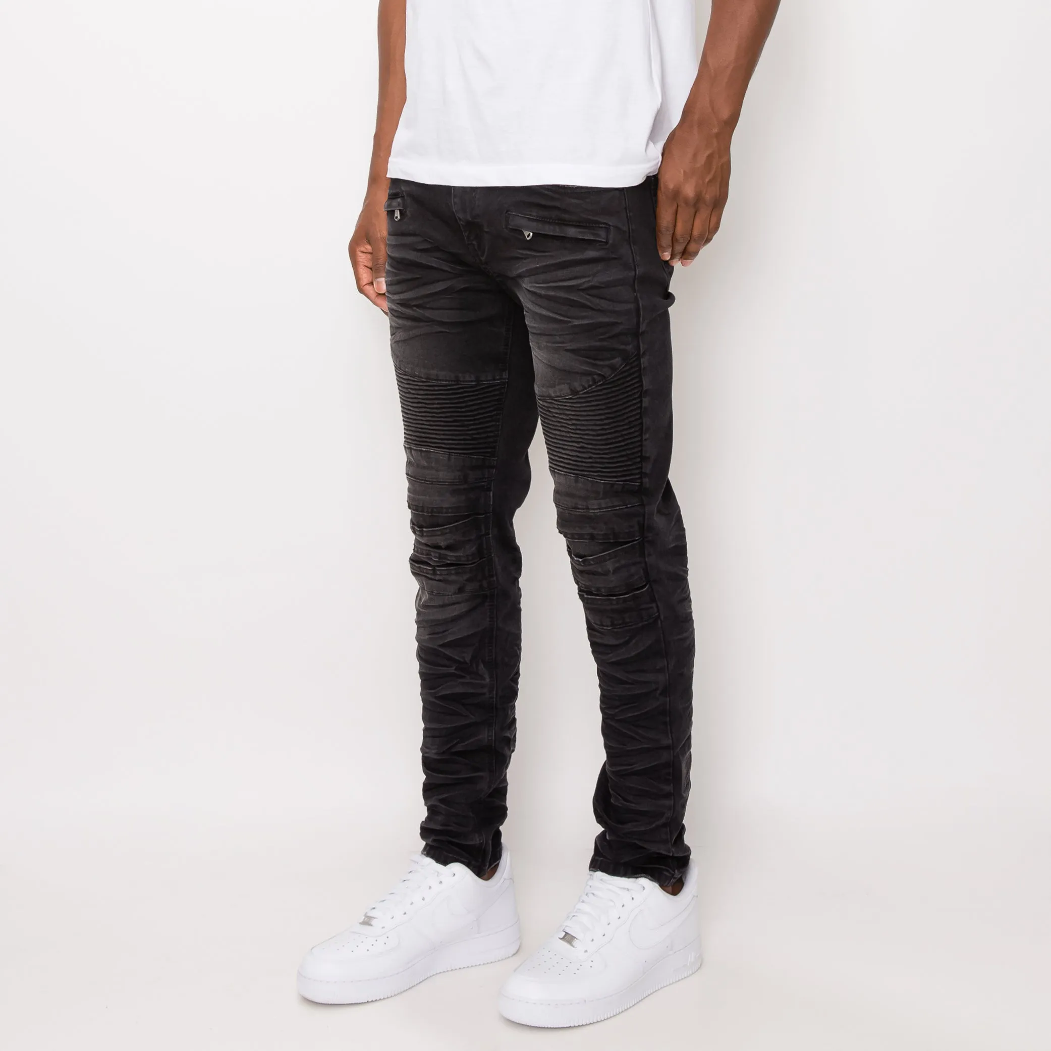 DL1083 Creased Biker Denim Jeans