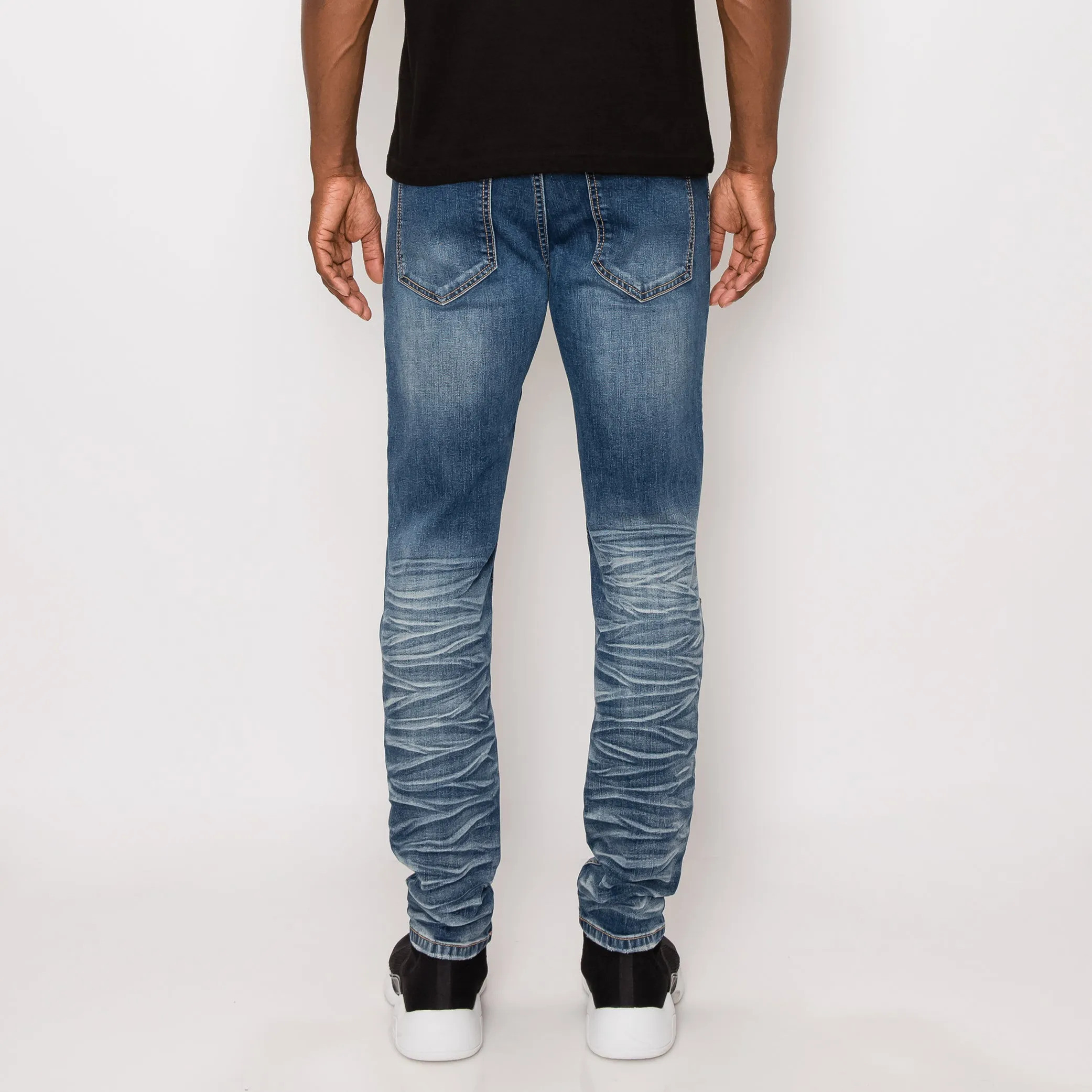 DL1083 Creased Biker Denim Jeans