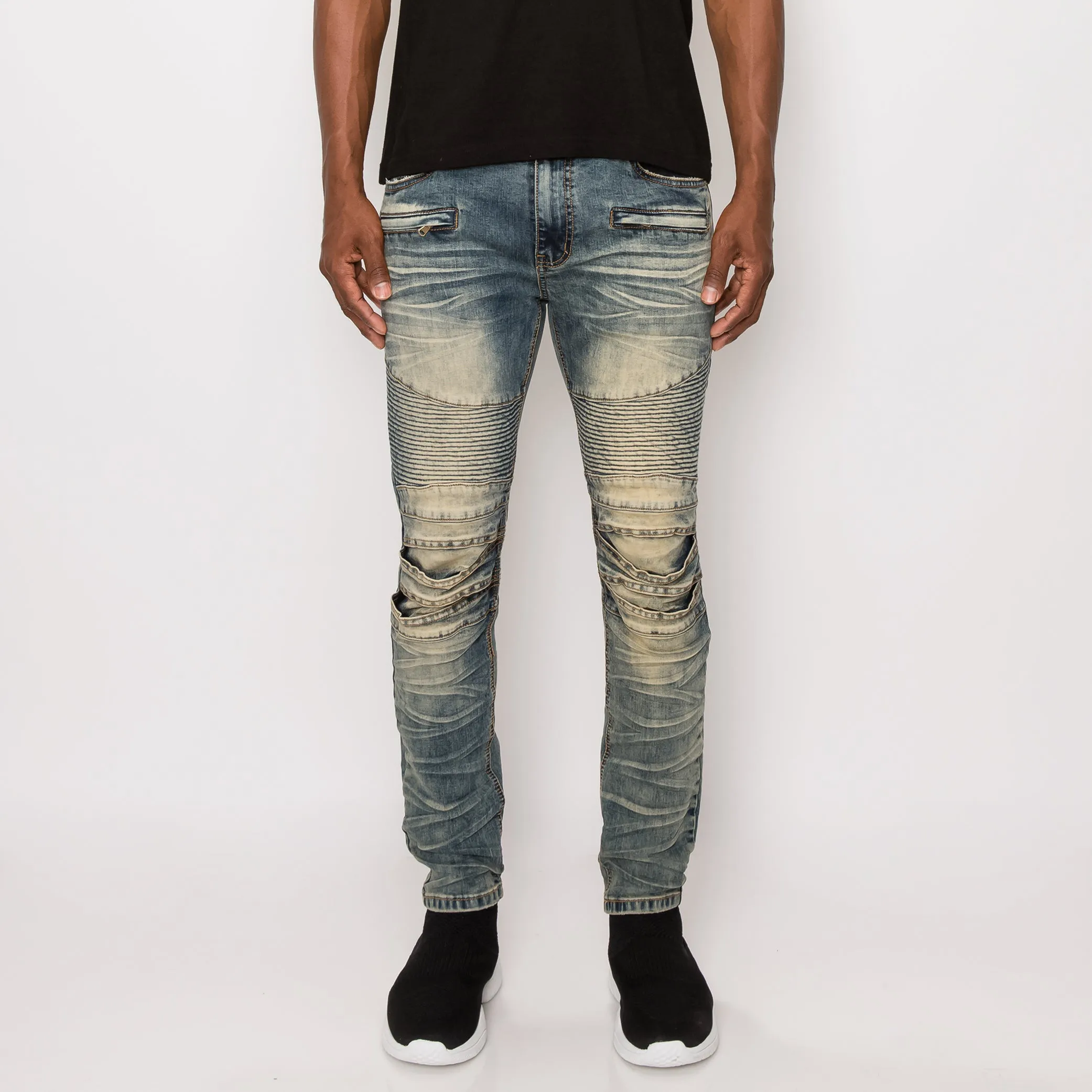 DL1083 Creased Biker Denim Jeans