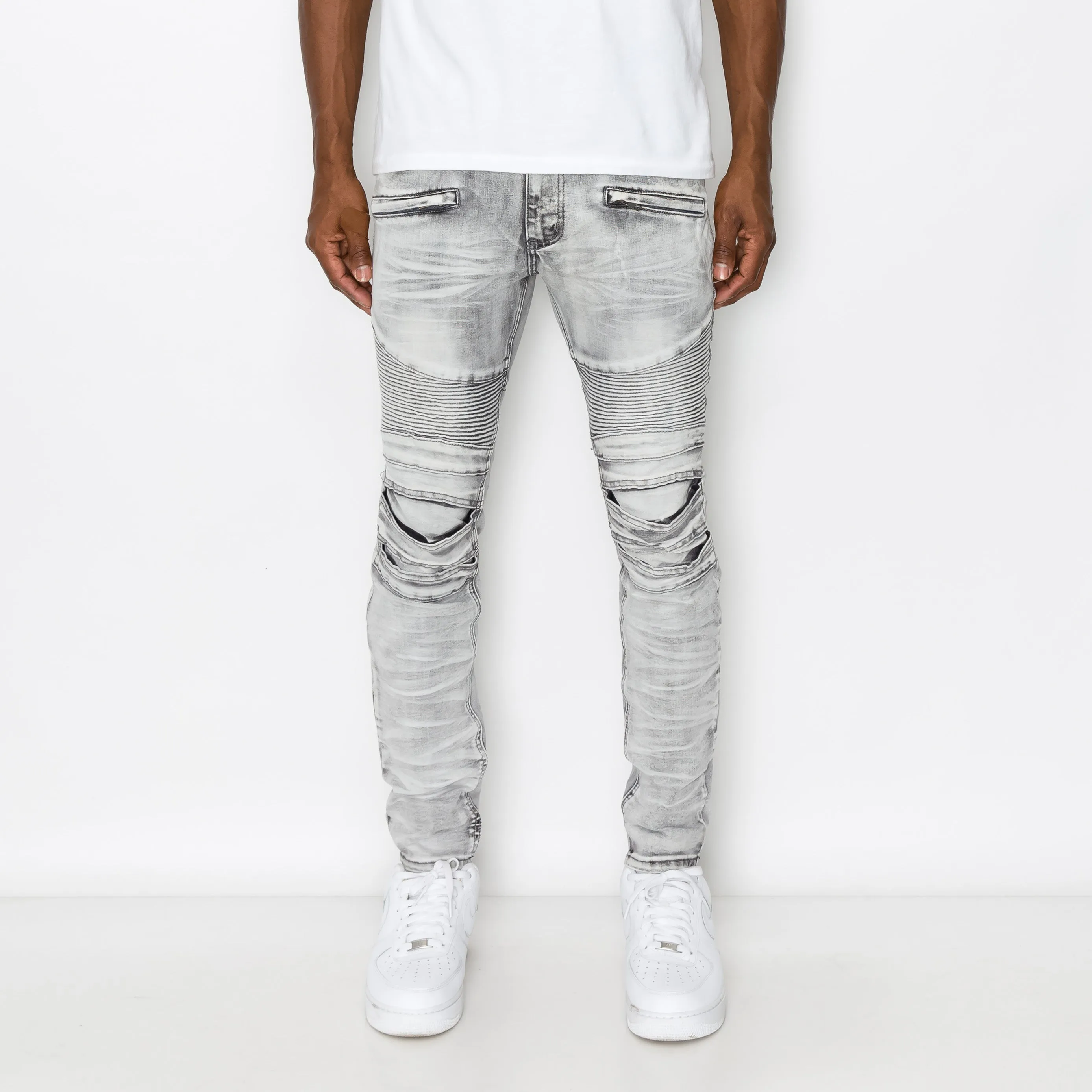 DL1083 Creased Biker Denim Jeans