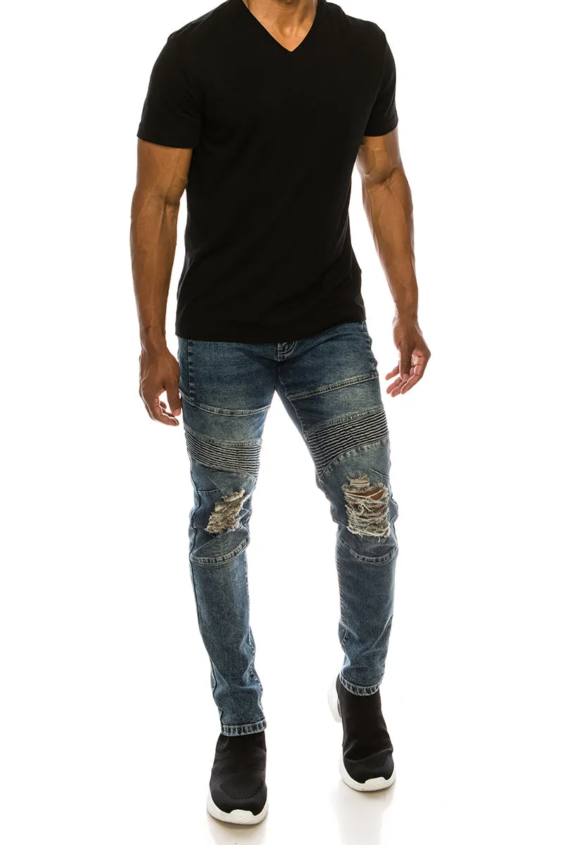 DL1340 MOTO BIKER DENIM JEANS-12PCS