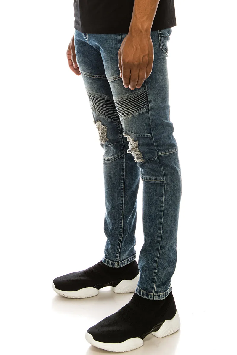 DL1340 MOTO BIKER DENIM JEANS-12PCS