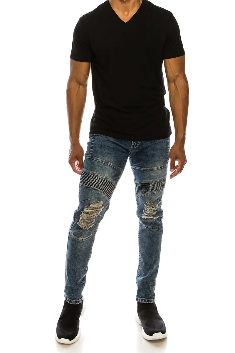 DL1340 MOTO BIKER DENIM JEANS-12PCS