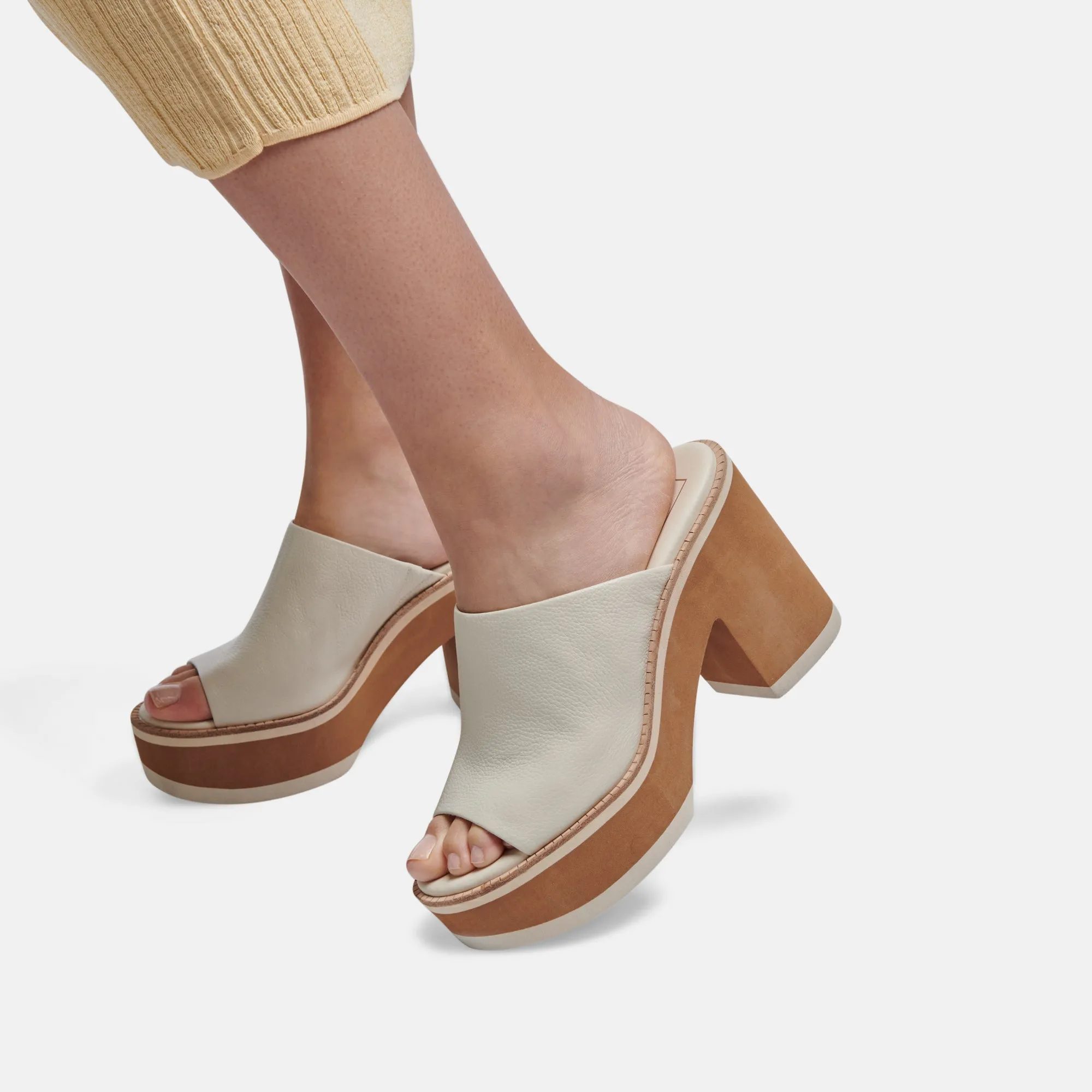 EMERY HEELS IVORY LEATHER - re:vita