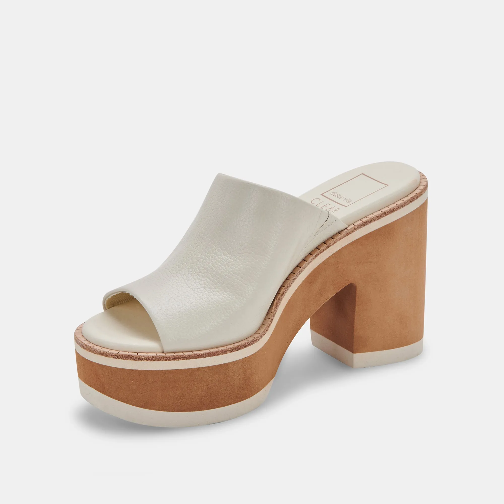 EMERY HEELS IVORY LEATHER - re:vita