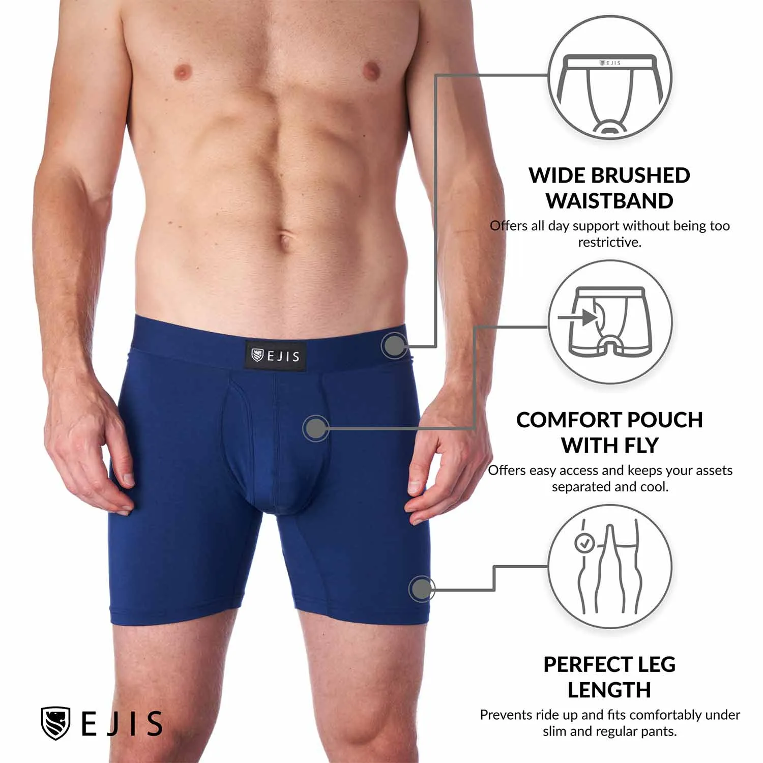 Essential Men's Boxer Briefs with Fly - Black 3-Pack