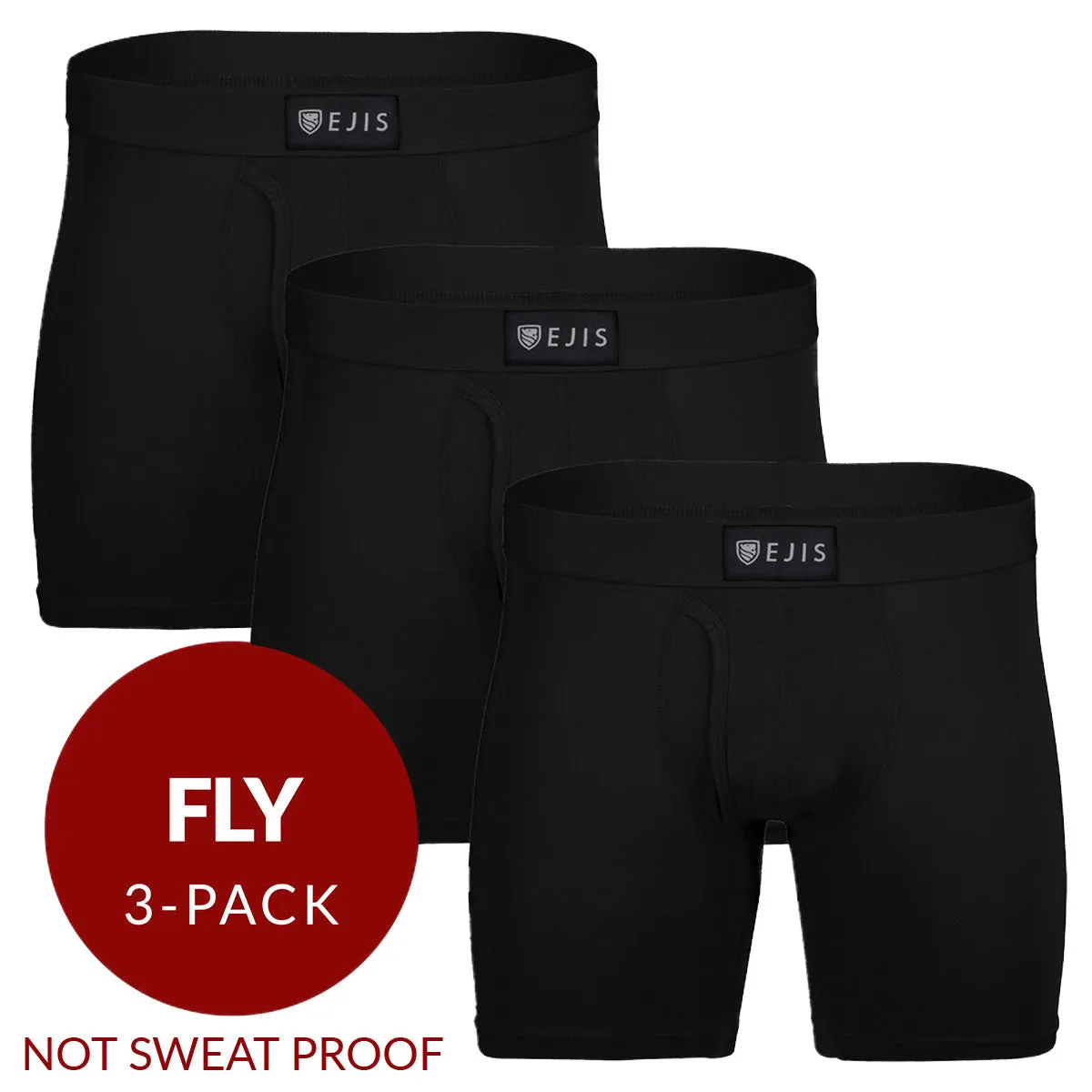 Essential Men's Boxer Briefs with Fly - Black 3-Pack